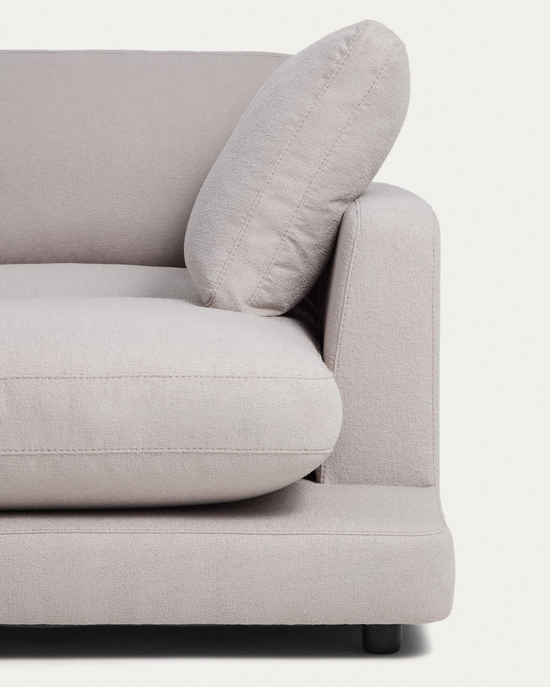 Gala 4-seater grey micro bouclé sofa with right-hand chaise longue FSC Mix Credit 300 cm