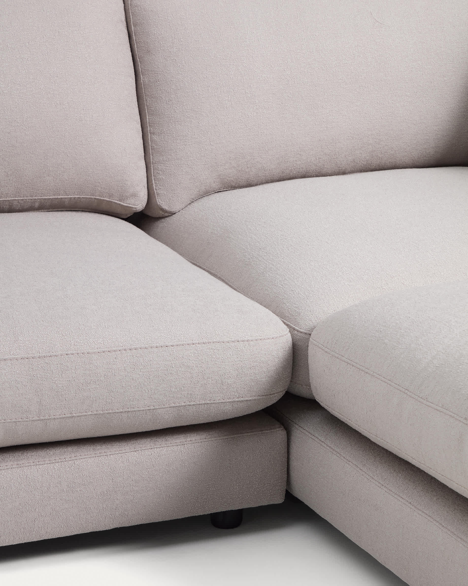 Gala 4-seater grey micro bouclé sofa with right-hand chaise longue FSC Mix Credit 300 cm