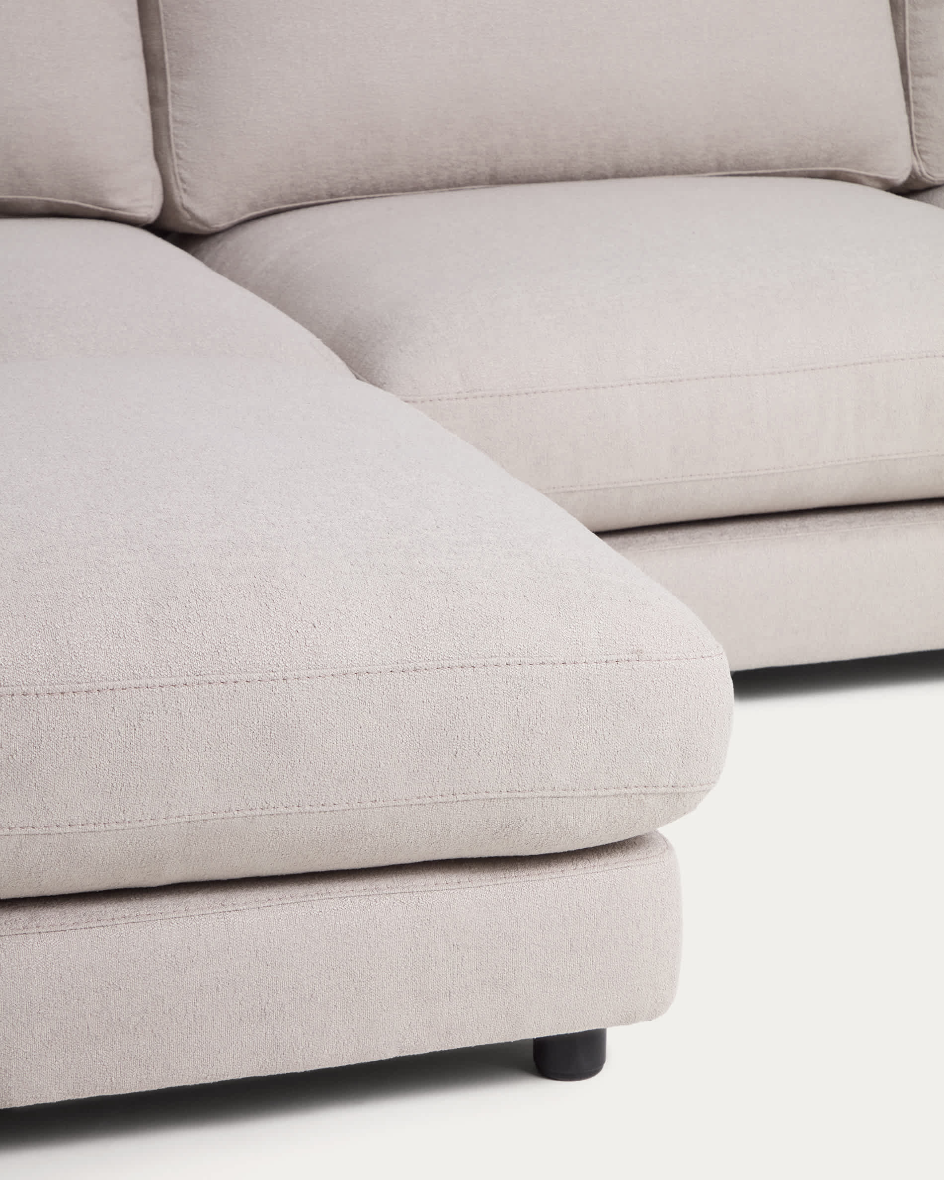 Gala 4-seater grey micro bouclé sofa with left-hand chaise longue FSC Mix Credit 300 cm