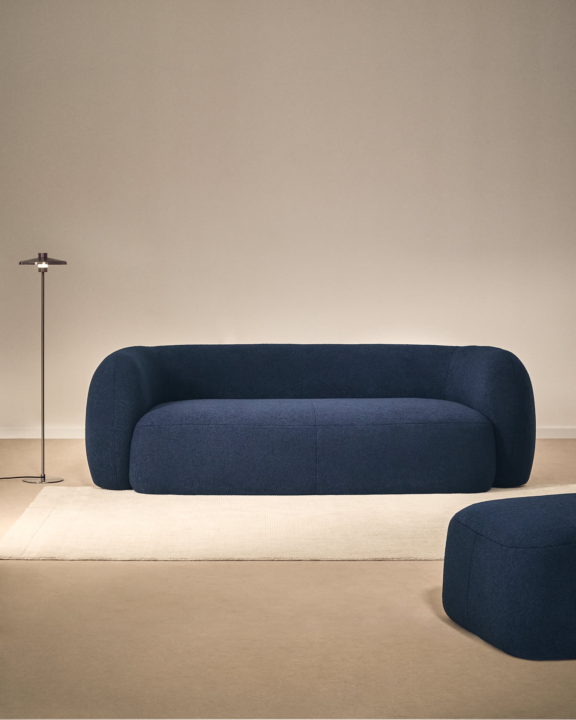 Martina navy blue bouclé 3-seater sofa 246 cm FSC Mix Credit