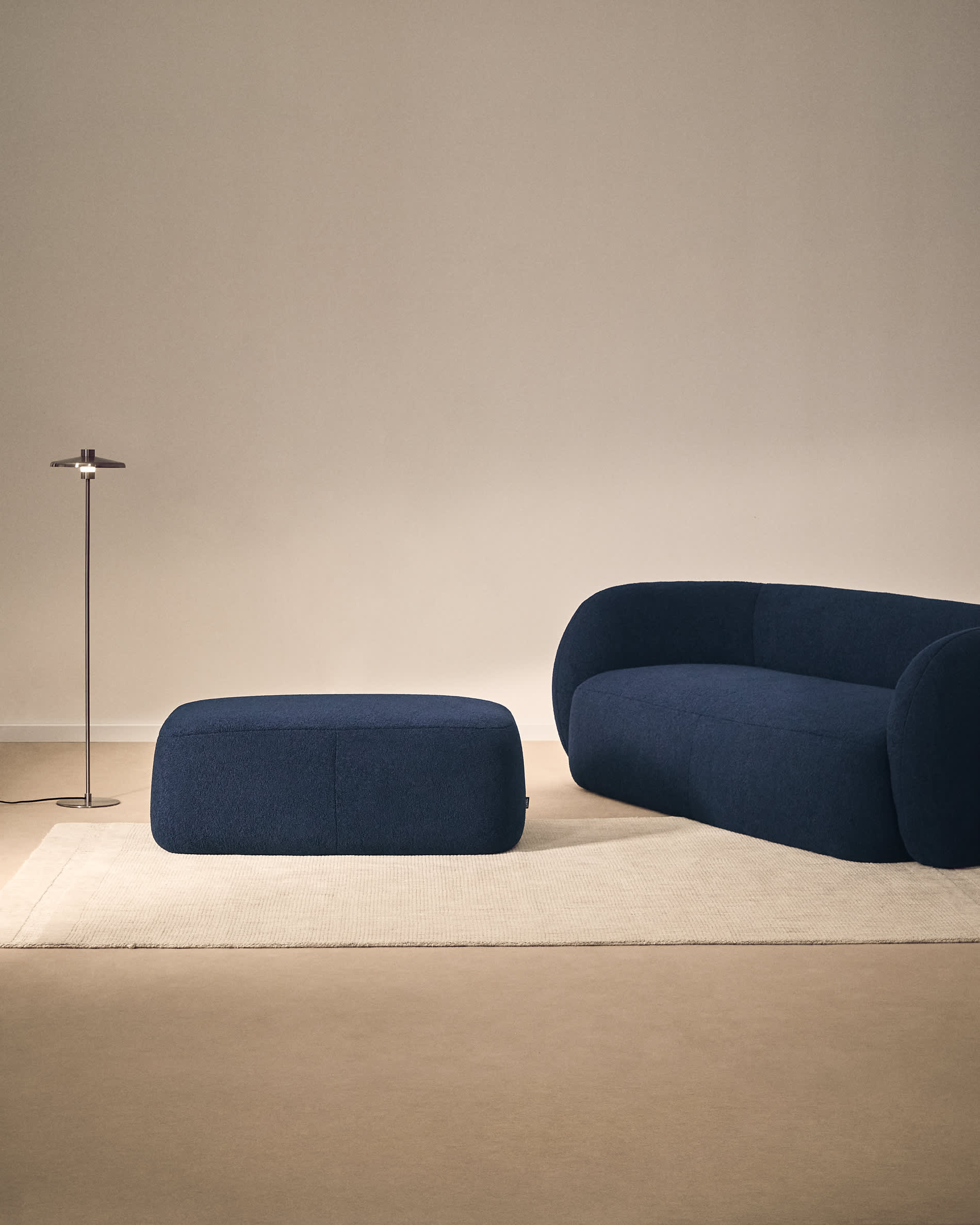 Martina navy blue bouclé footrest 123 x 85 cm FSC Mix Credit