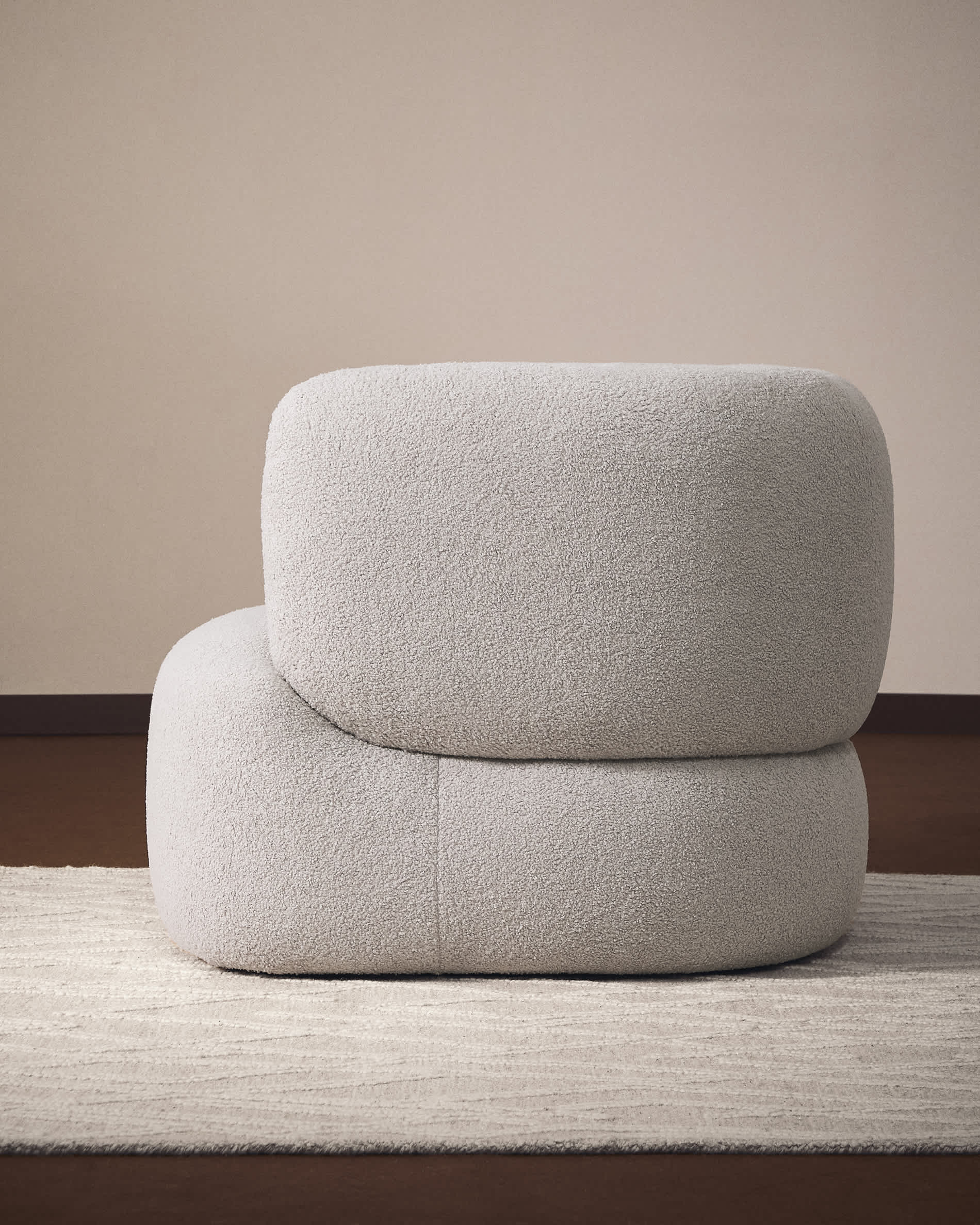 Martina grey bouclé swivel armchair with cushion FSC Mix Credit