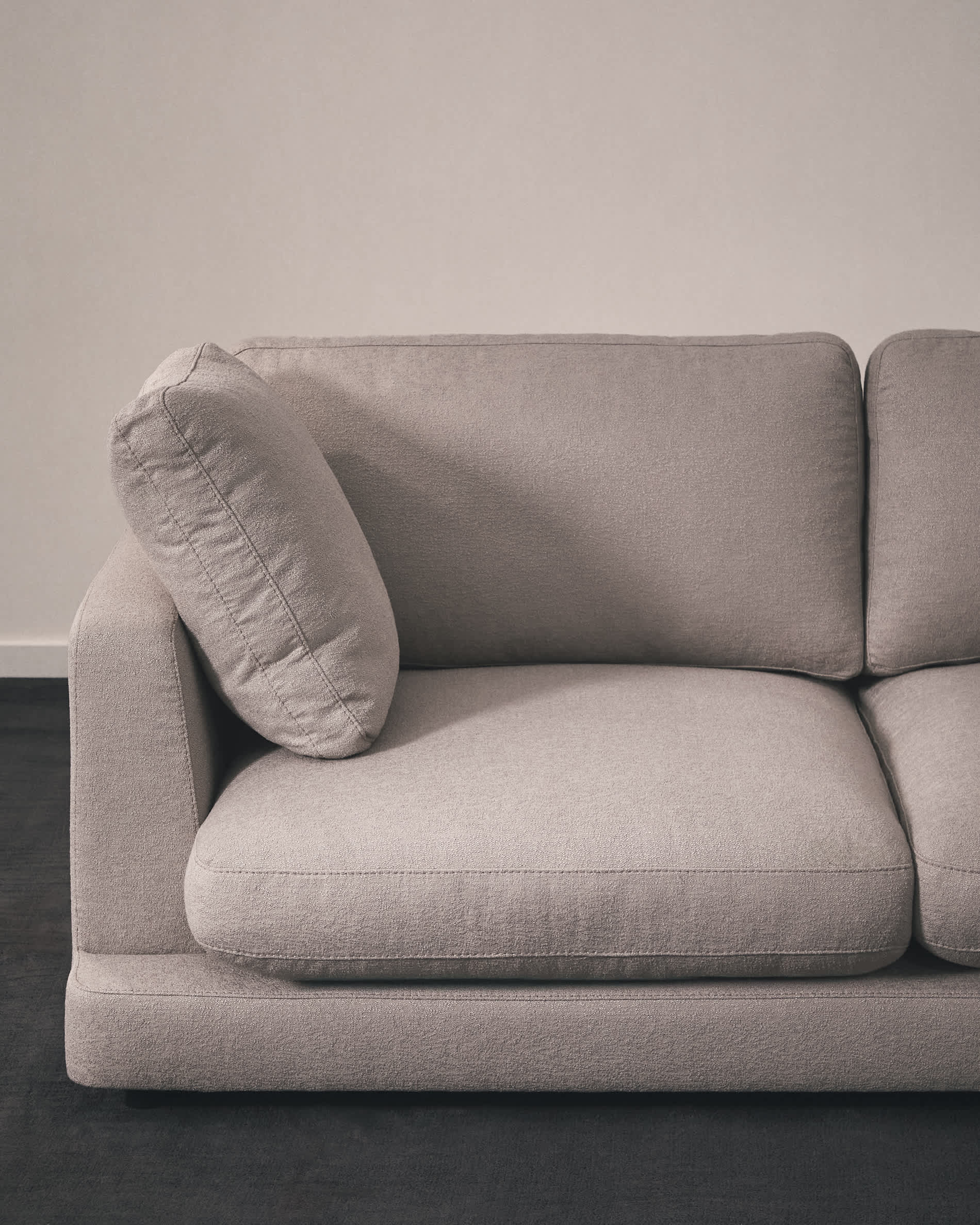 Gala 4-seater grey micro bouclé sofa FSC Mix Credit 300 cm
