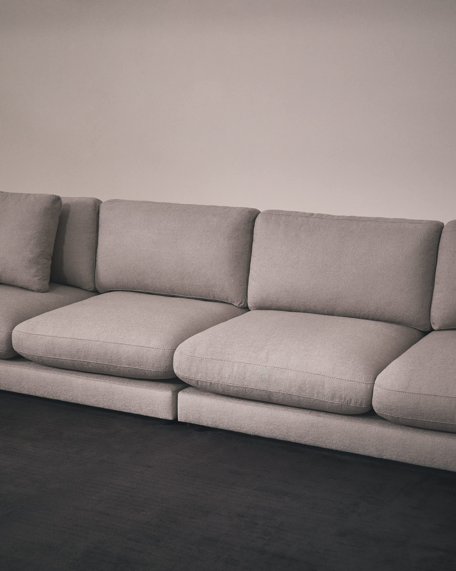 Gala 6-seater grey micro bouclé sofa FSC Mix Credit 390 cm