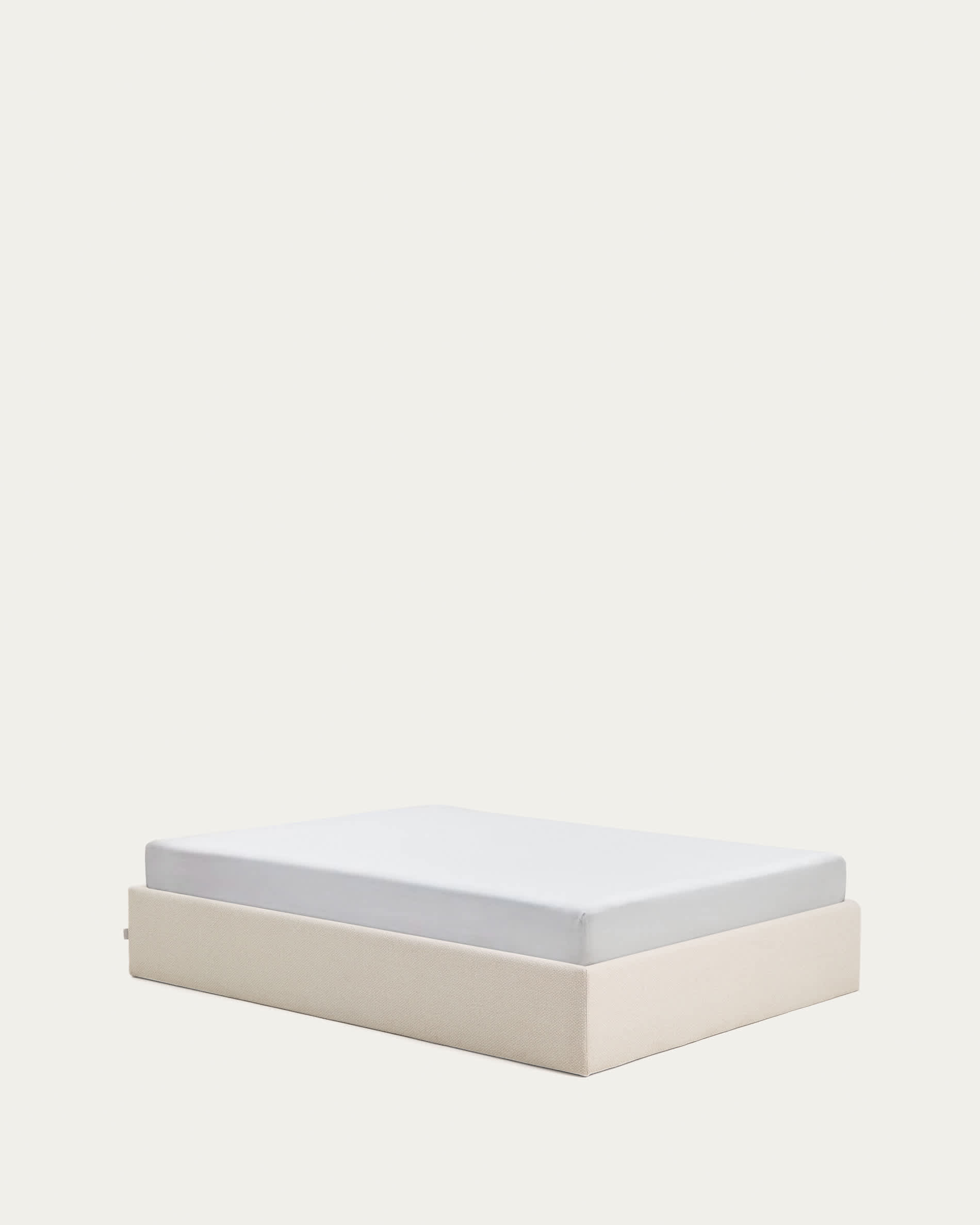 Nelzi ecru chenille ottoman bed base with removable cover for 150 x 200cm mattress FSC 100%