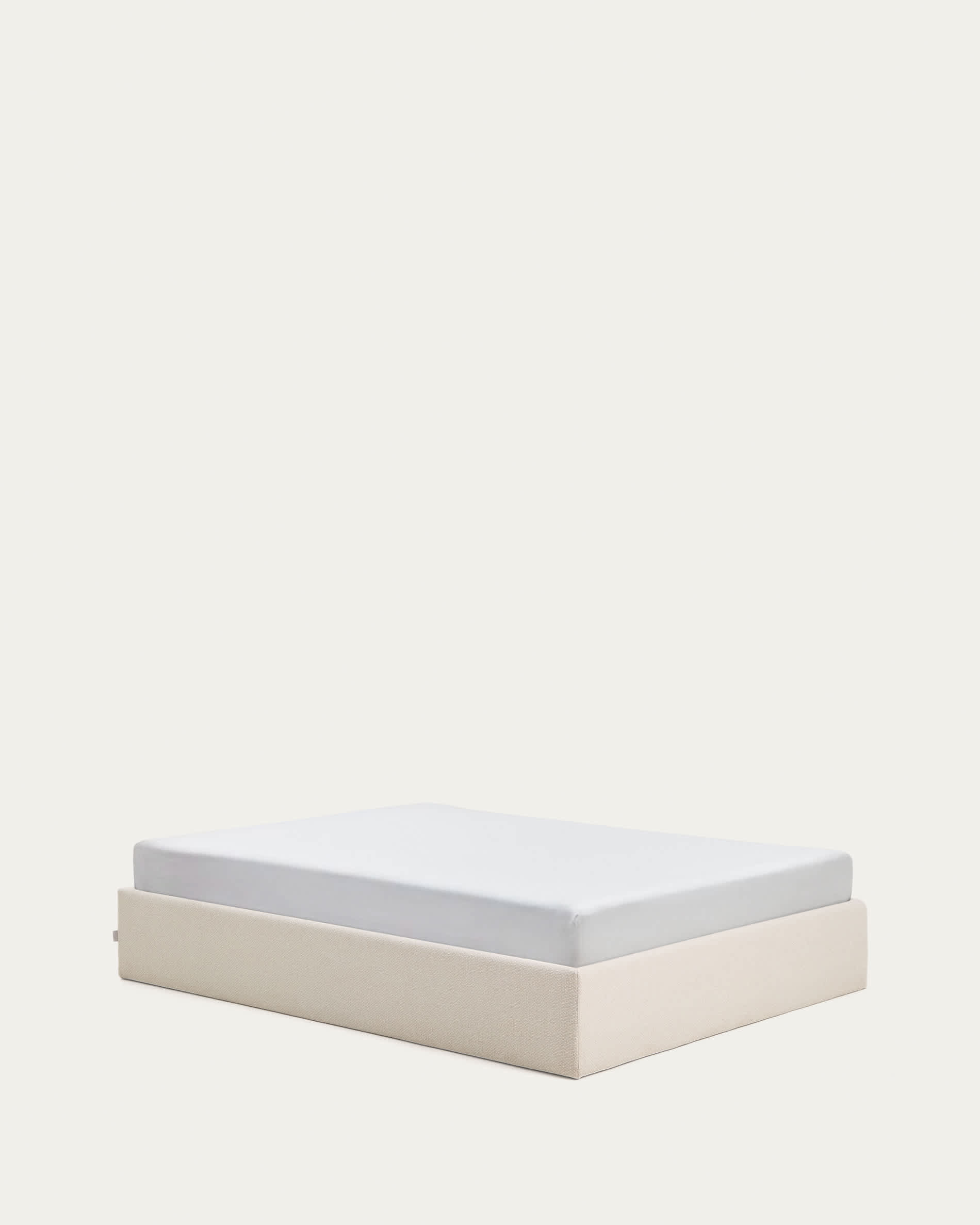 Nelzi ecru chenille ottoman bed base with removable cover for 160 x 200cm mattress FSC 100%