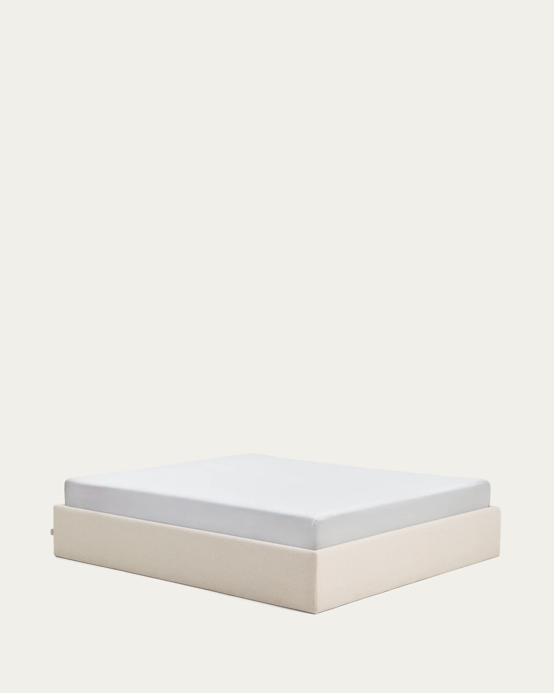 Nelzi ecru chenille ottoman bed base with removable cover for 180 x 200cm mattress FSC 100%