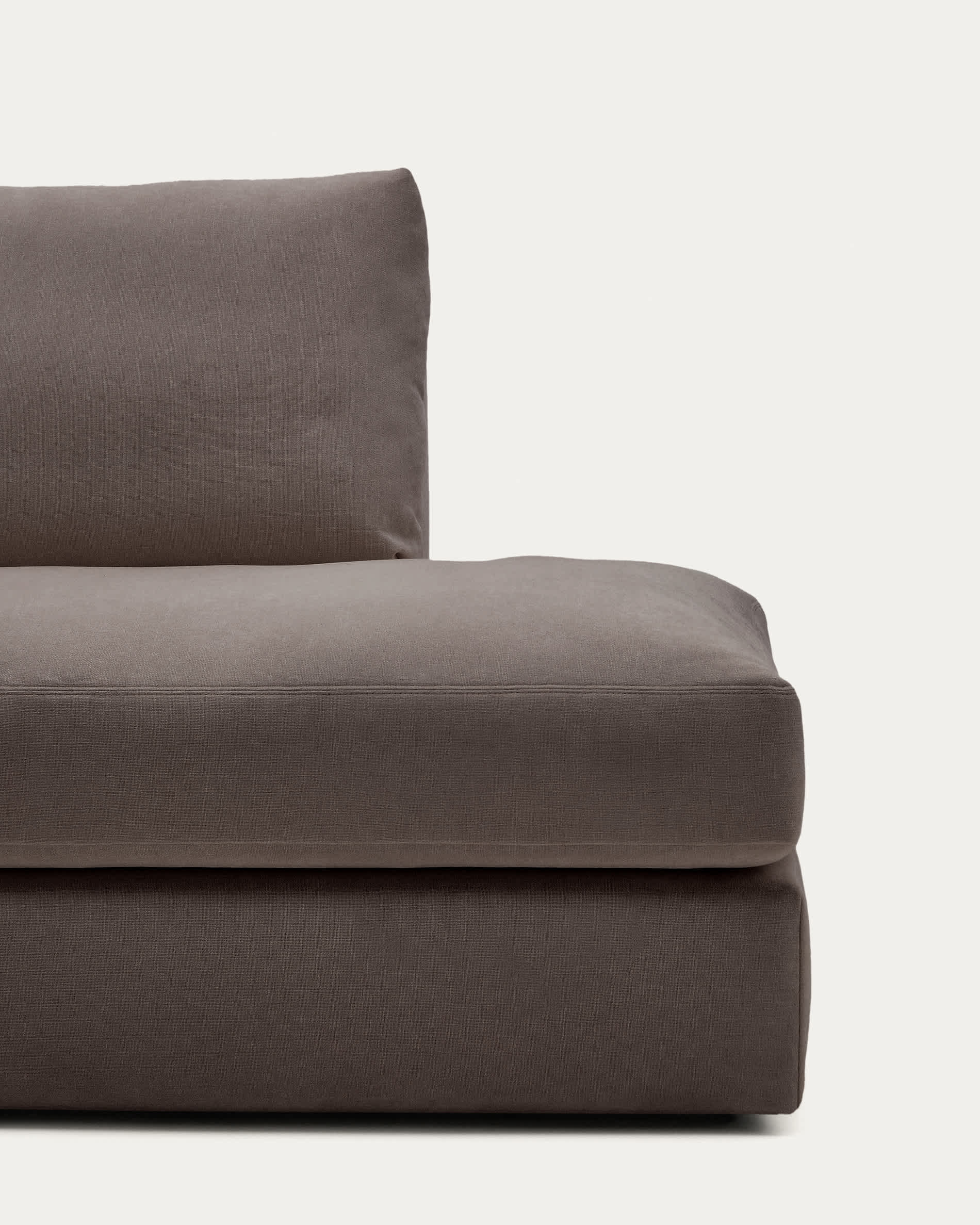 Alea dark brown chenille 5-seater modular sofa with left chaise longue and removable cover 340cm