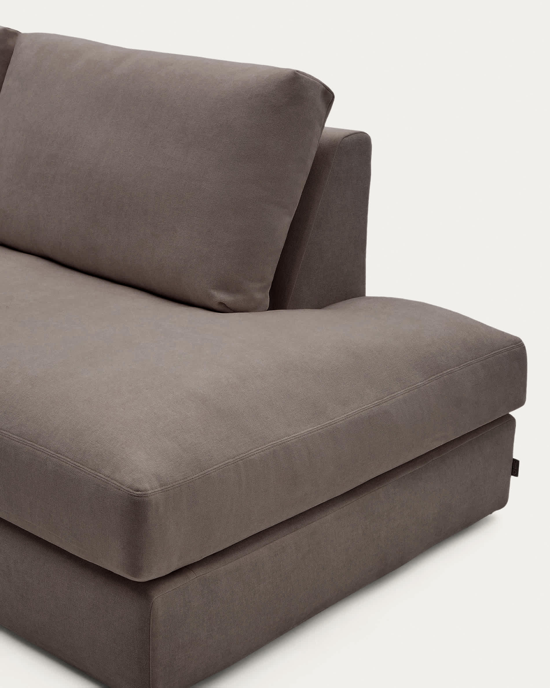 Alea dark brown chenille 5-seater modular sofa with left chaise longue and removable cover 340cm