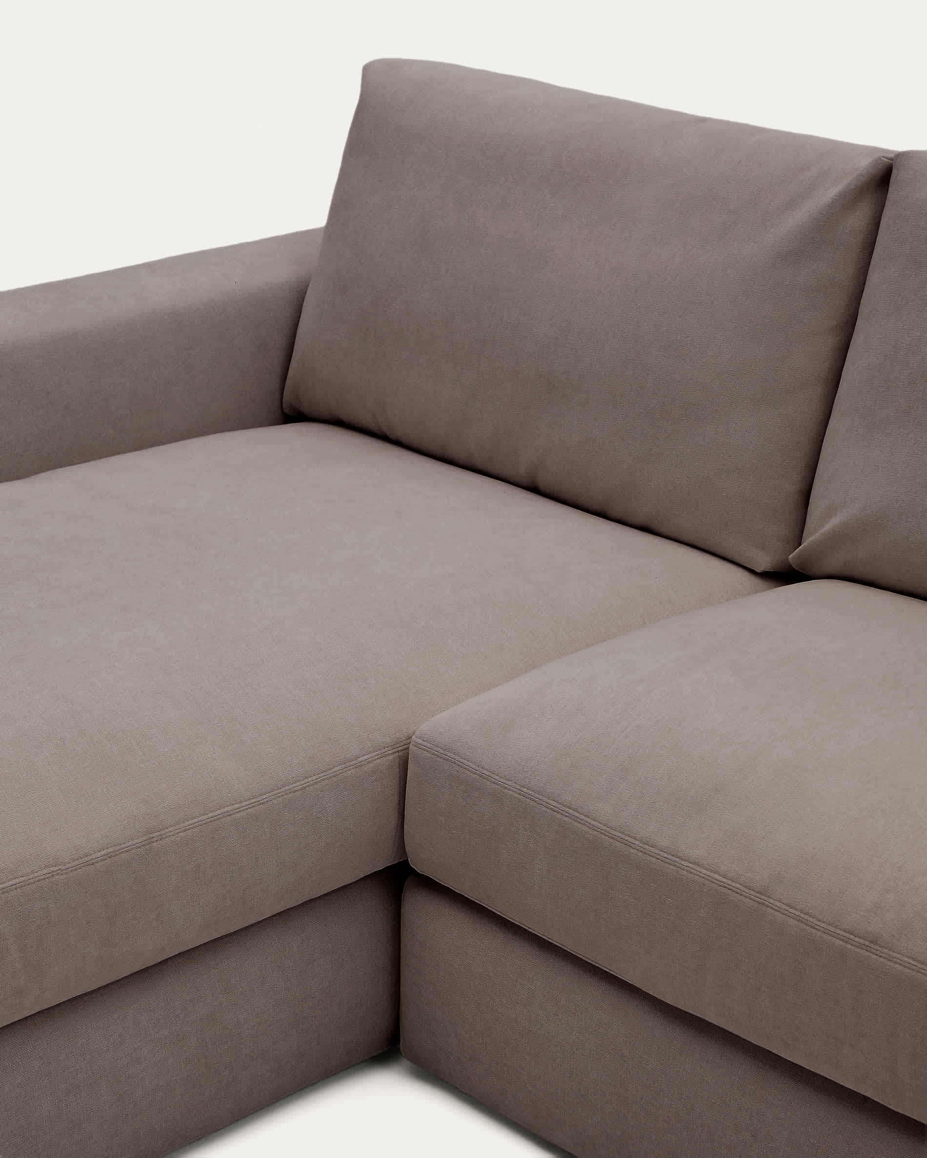 Alea dark brown chenille 5-seater modular sofa with left chaise longue and removable cover 340cm