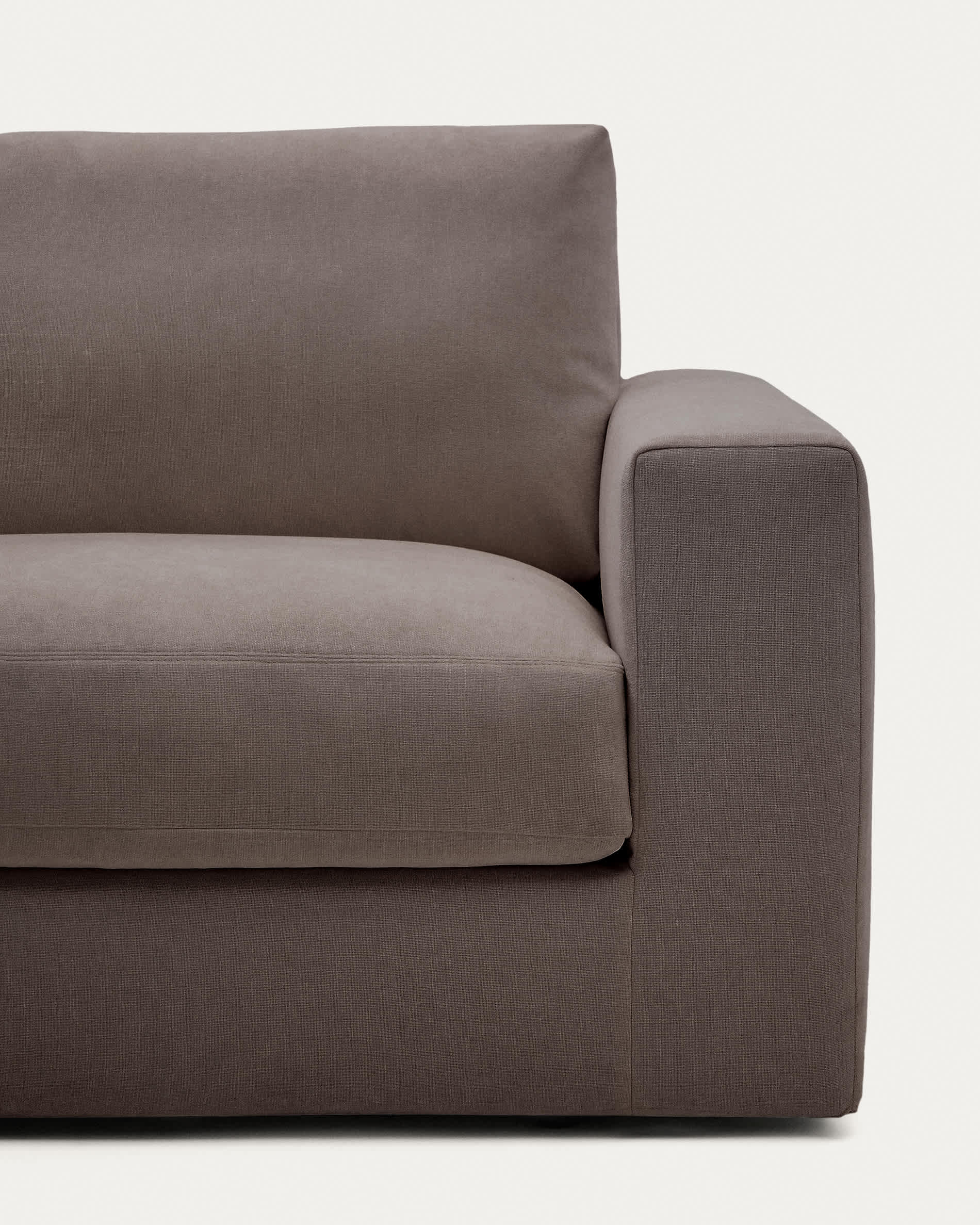 Alea dark brown chenille 3-seater modular sofa with removable cover 220cm