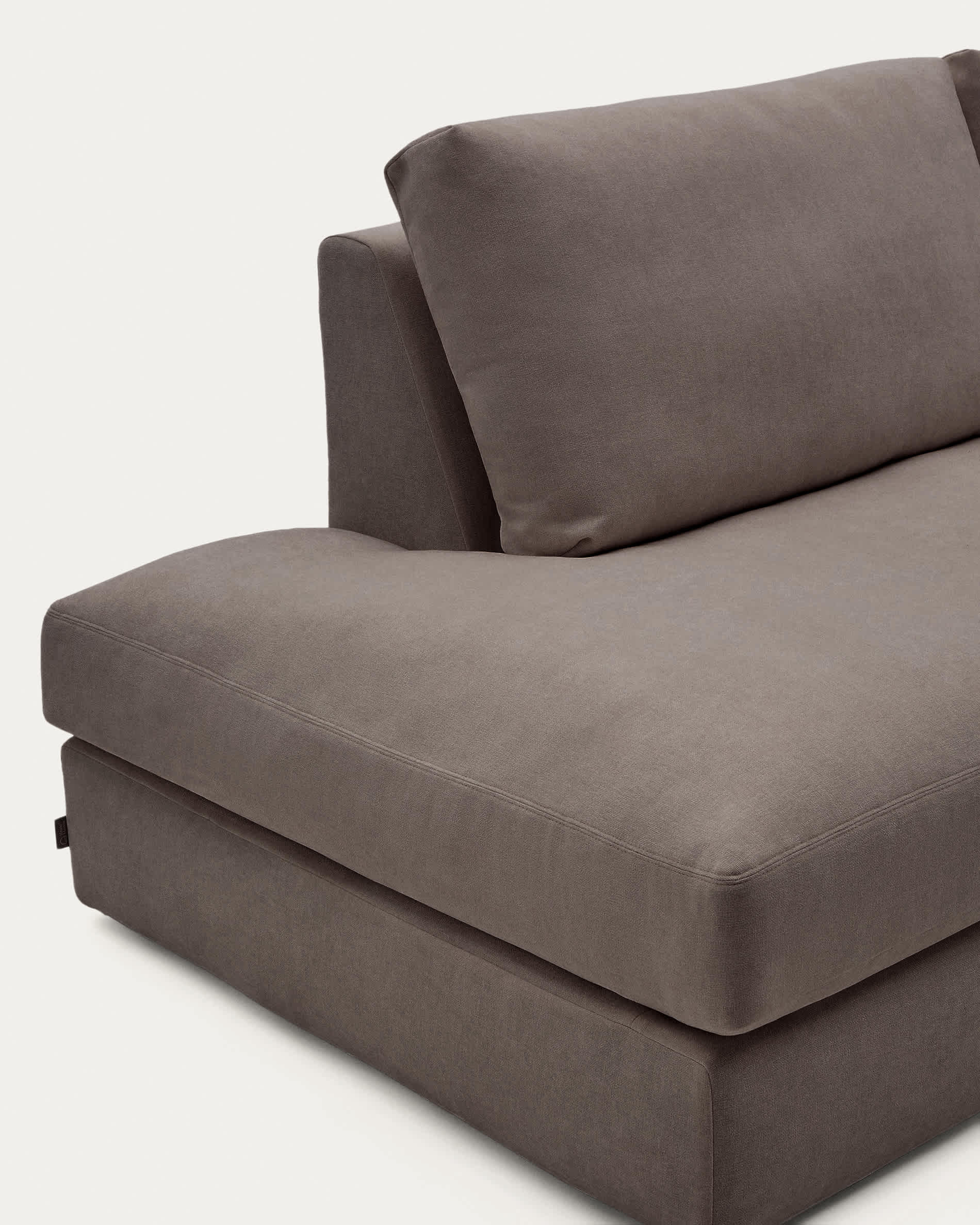 Alea dark brown chenille 5-seater modular sofa with right chaise longue and removable cover 340cm