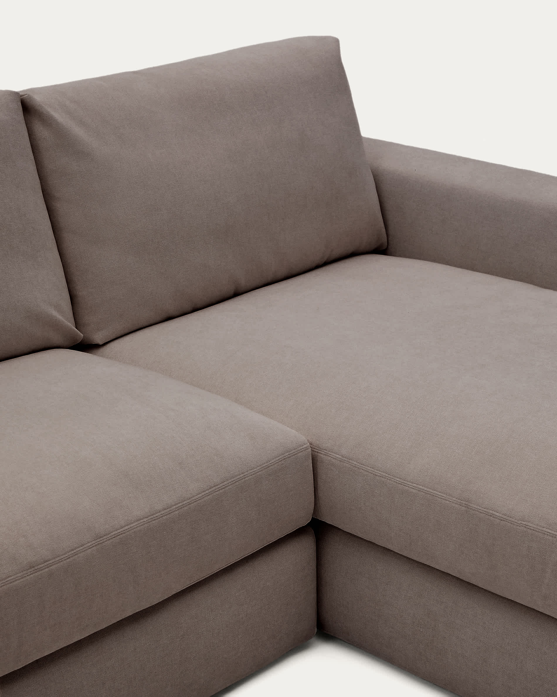 Alea dark brown chenille 5-seater modular sofa with right chaise longue and removable cover 340cm