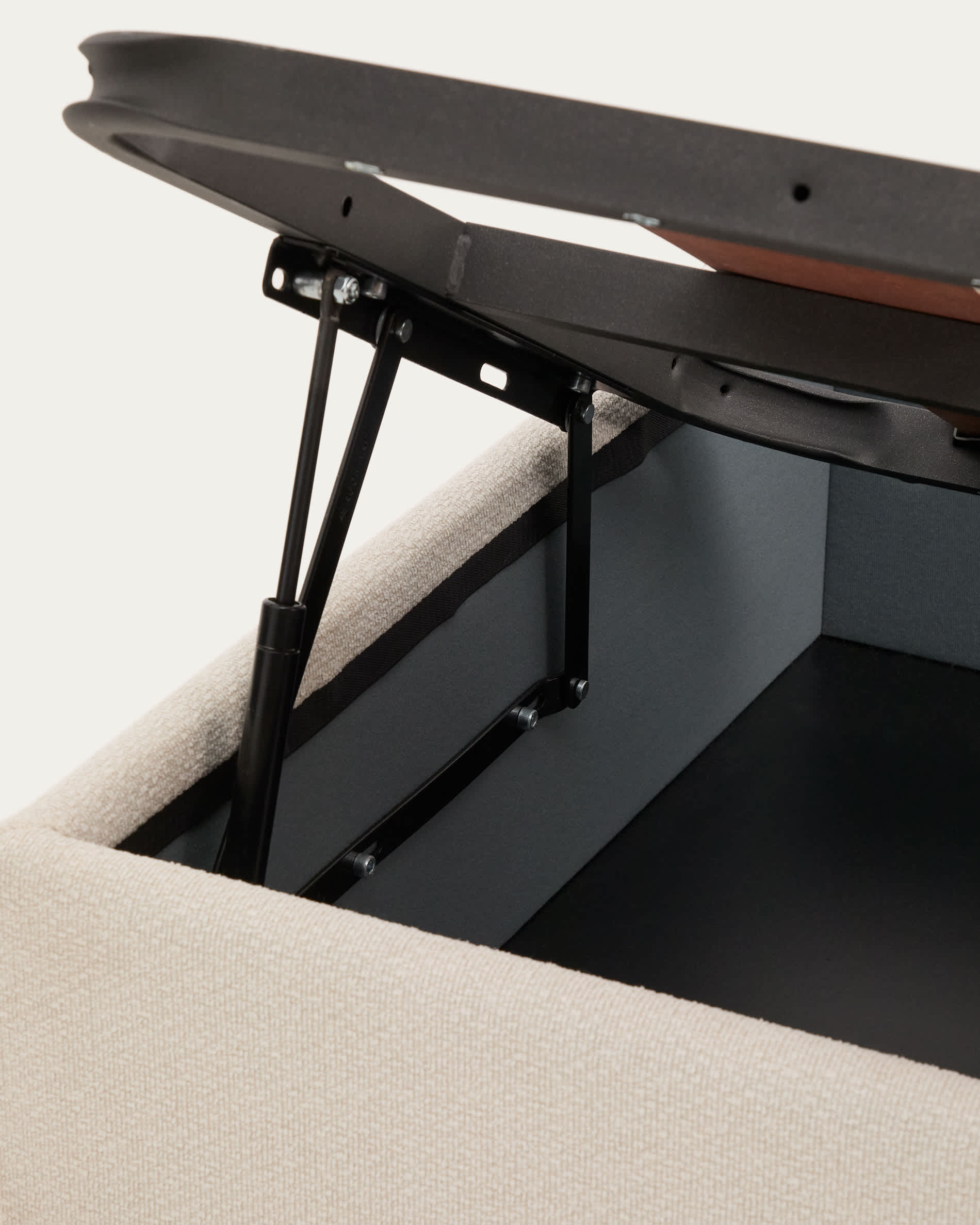 Nelzi ecru chenille side-opening ottoman bed base with removable cover for 90 x 200cm mattress FSC 100%