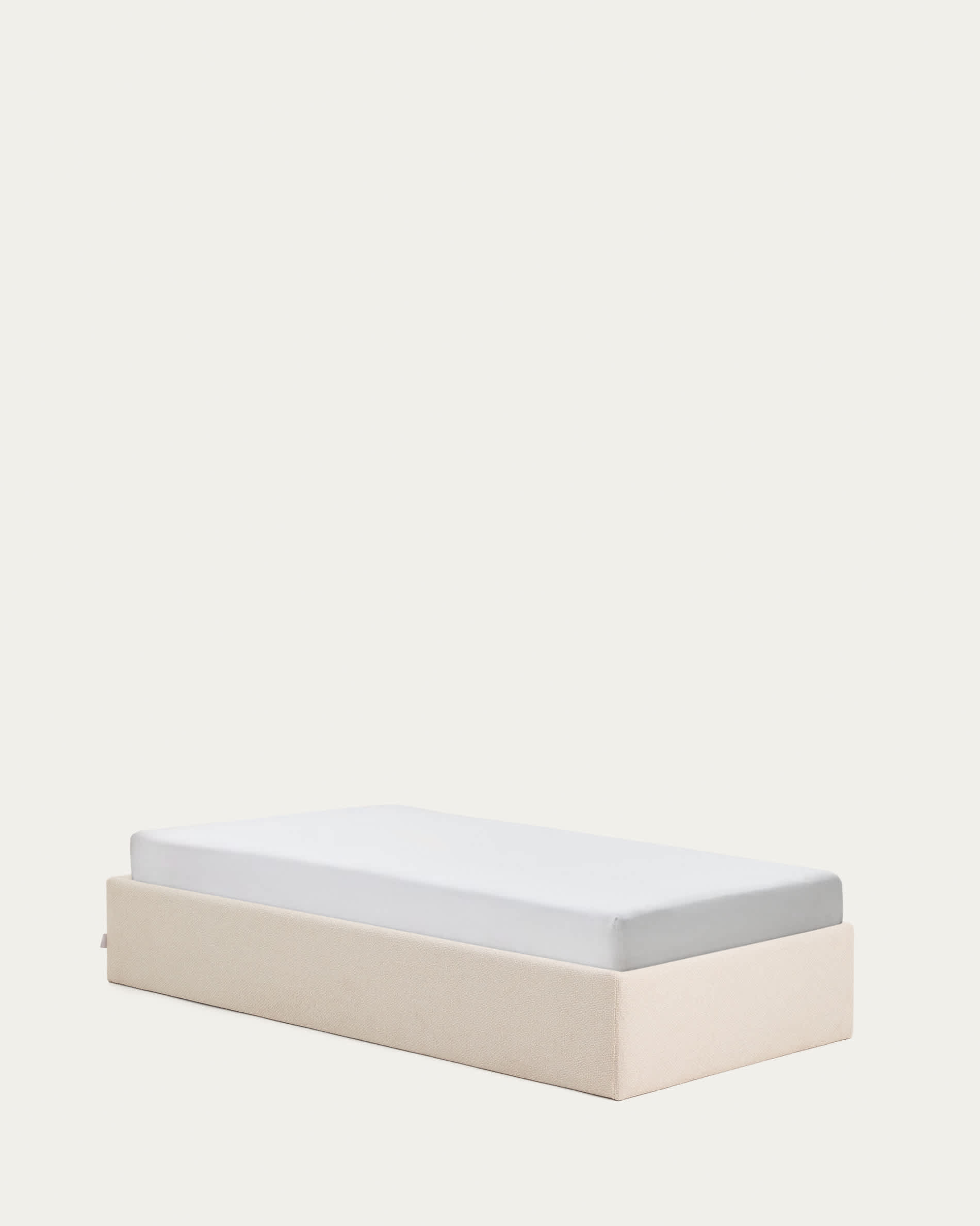 Nelzi ecru chenille ottoman bed base with removable cover for 90 x 200cm mattress FSC 100%
