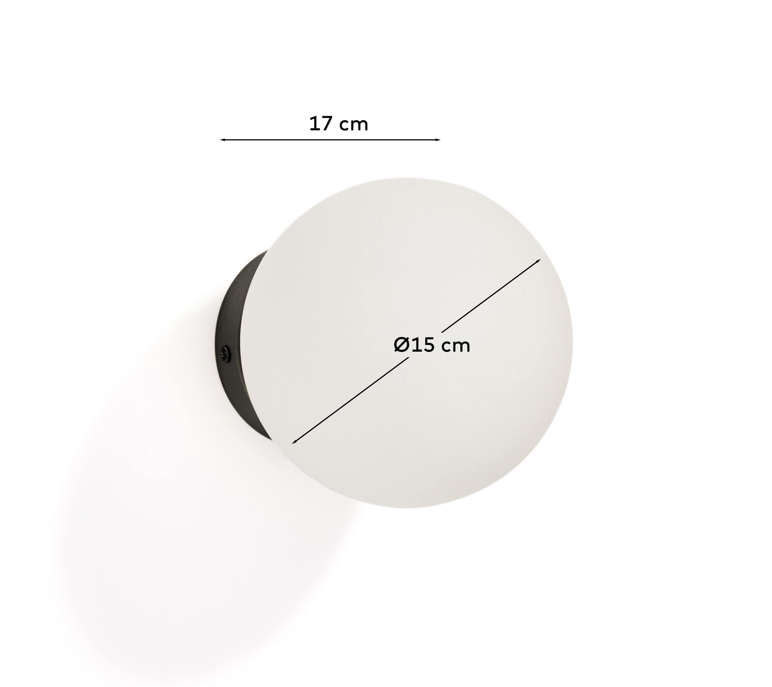 Brisia metal wall lamp with black finish and 1 frosted glass ball Ø15cm