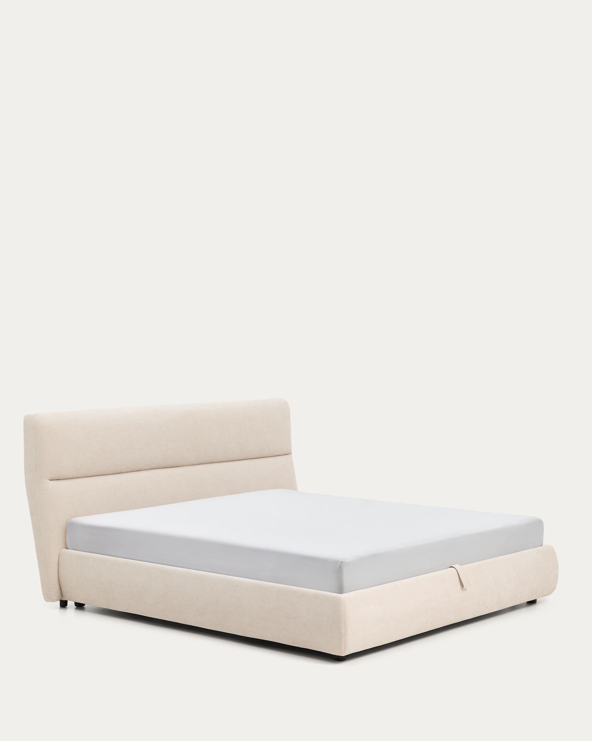 Dafra beige chenille removable-cover bed with ottoman base for 180 x 200 cm mattress