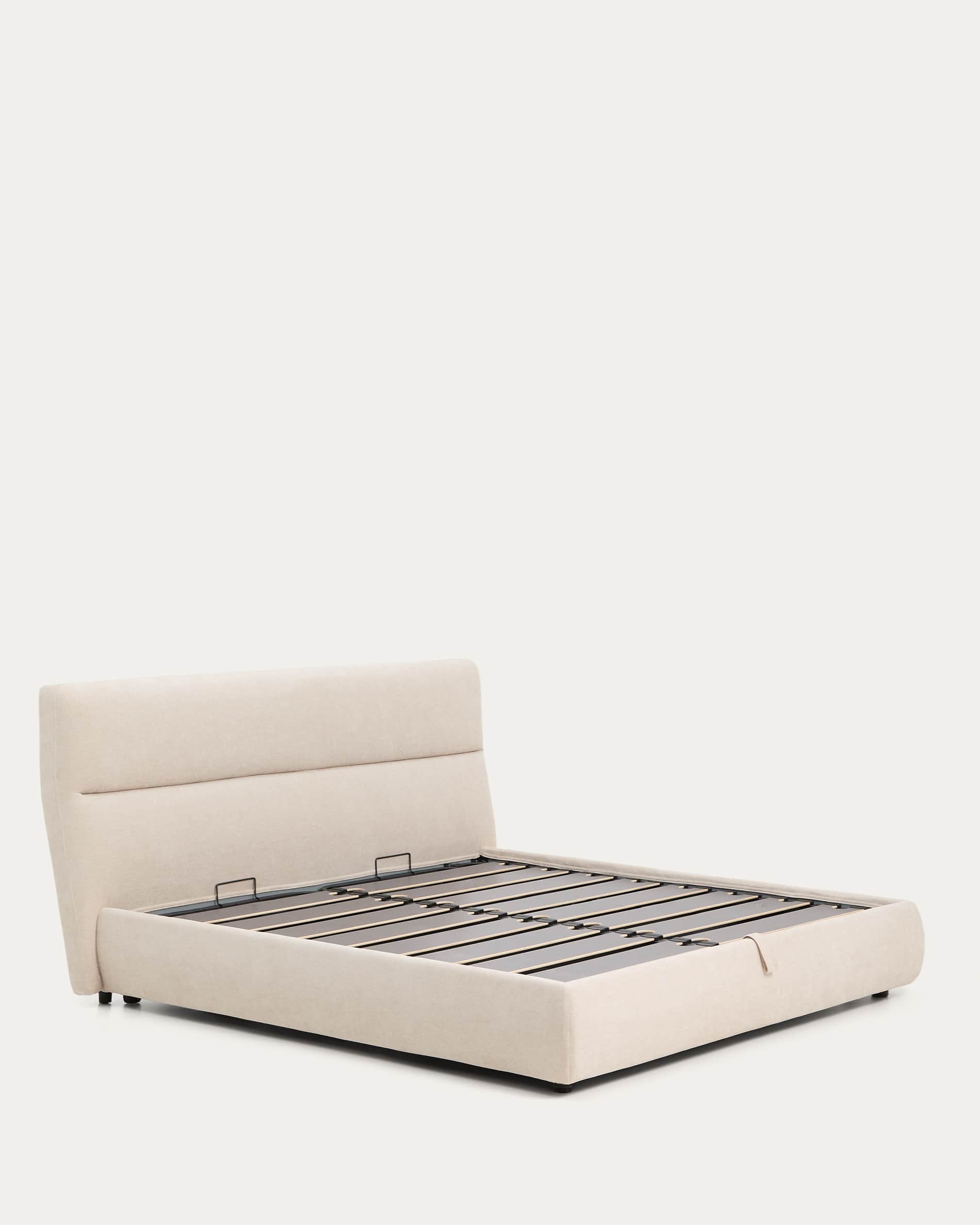 Dafra beige chenille removable-cover bed with ottoman base for 180 x 200 cm mattress