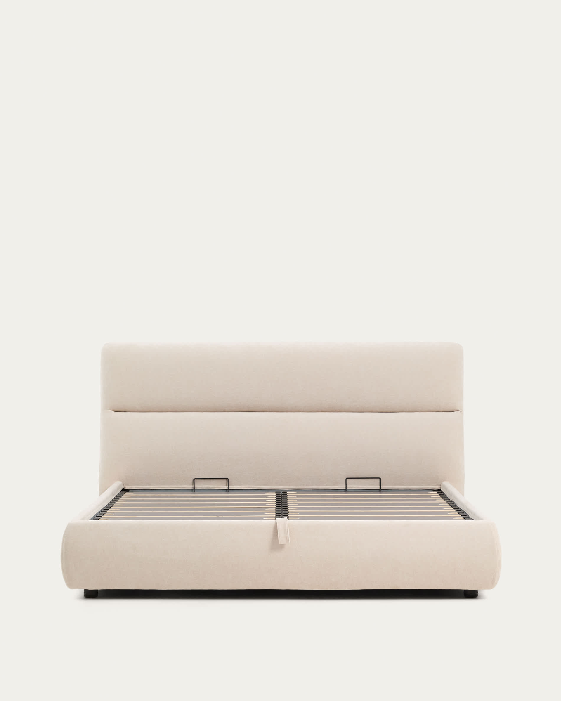 Dafra beige chenille removable-cover bed with ottoman base for 180 x 200 cm mattress