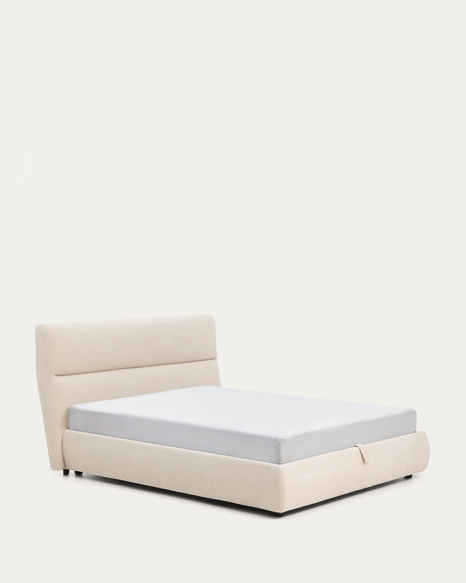 Dafra beige chenille removable-cover bed with ottoman base for 160 x 200 cm mattress