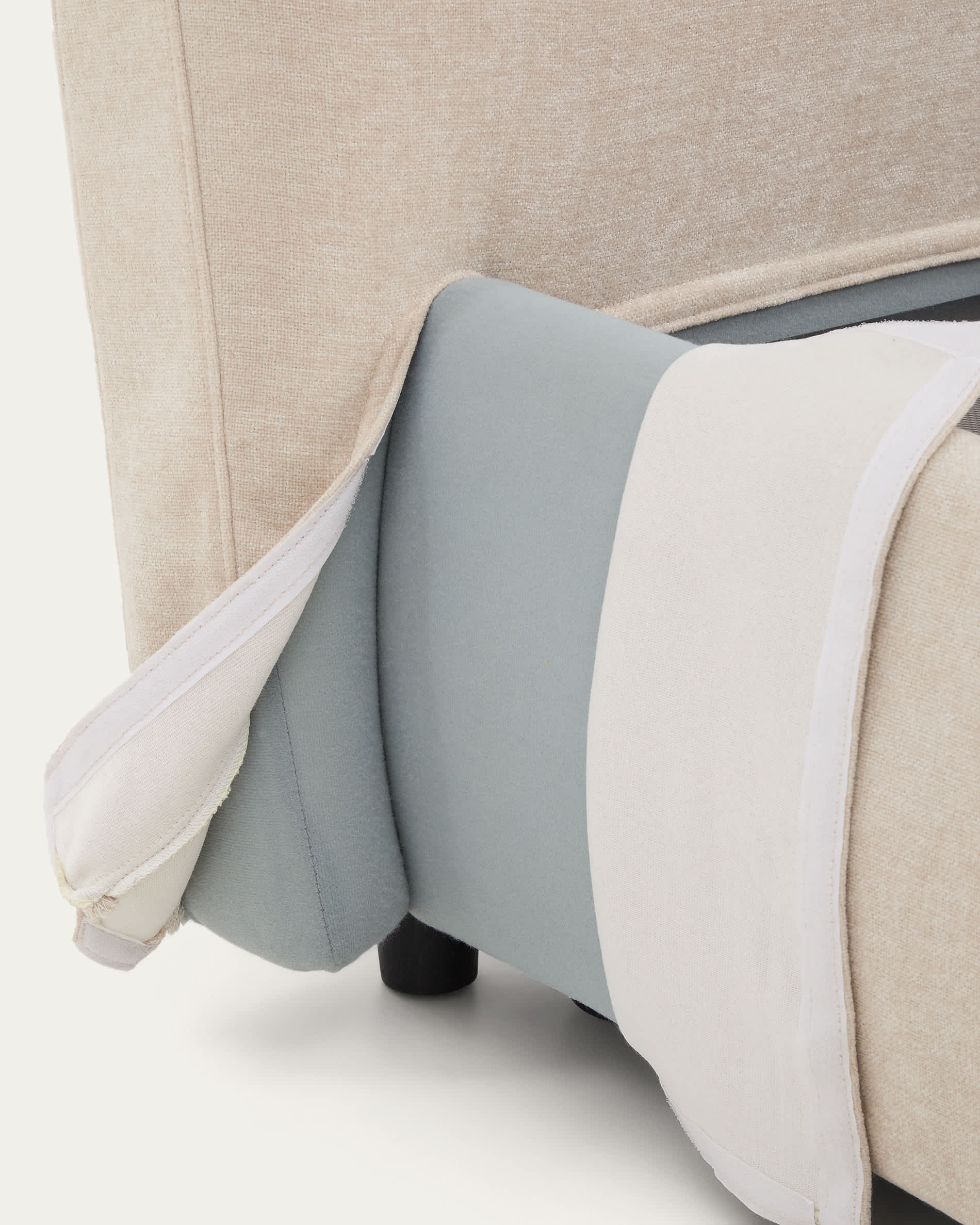 Dafra beige chenille removable-cover bed with ottoman base for 160 x 200 cm mattress