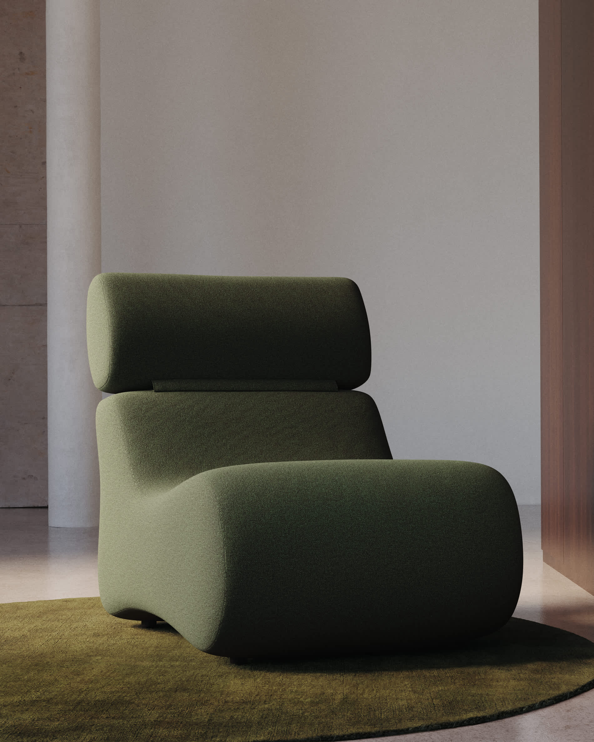 Club dark green bouclé armchair