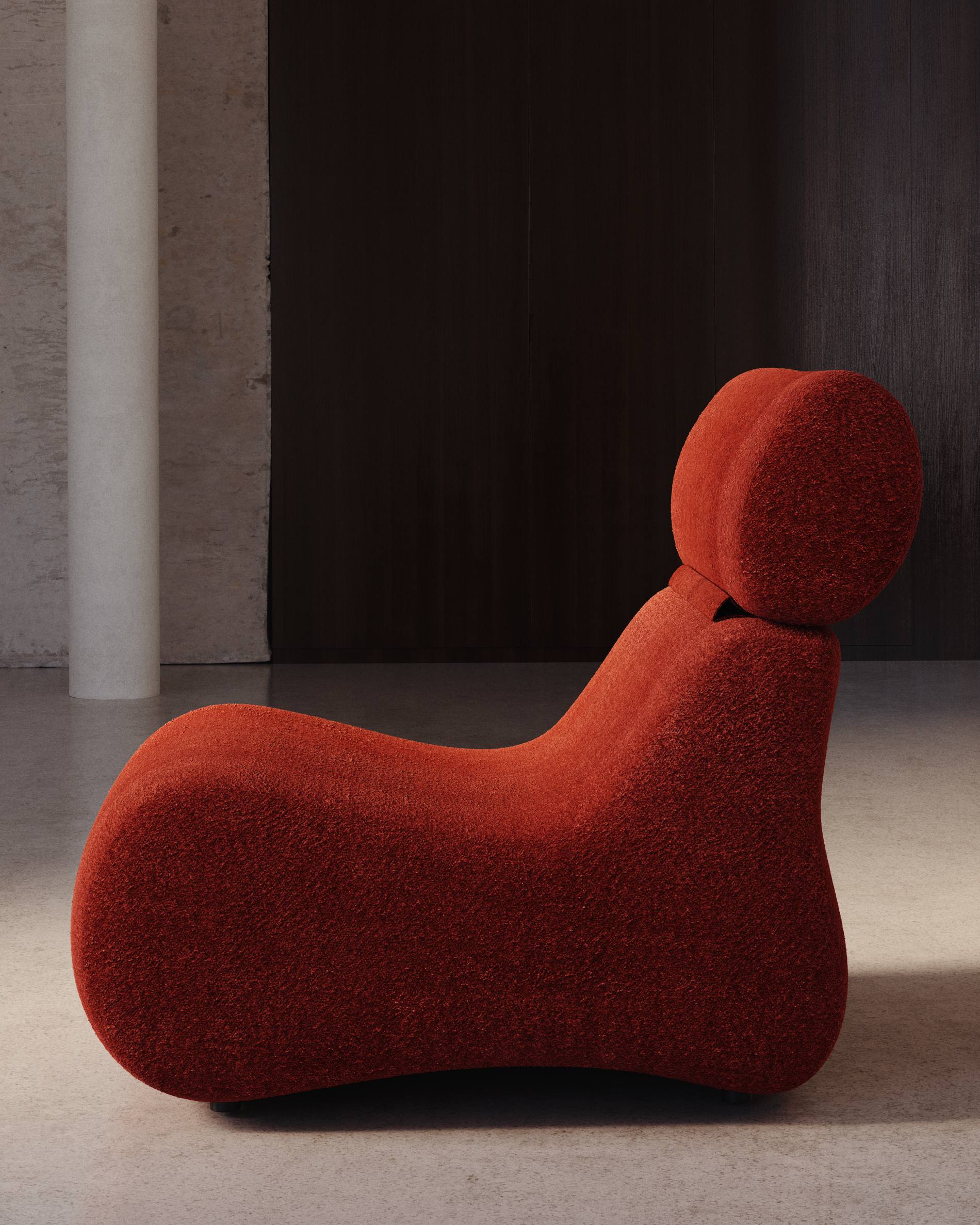 Club burgundy bouclé armchair