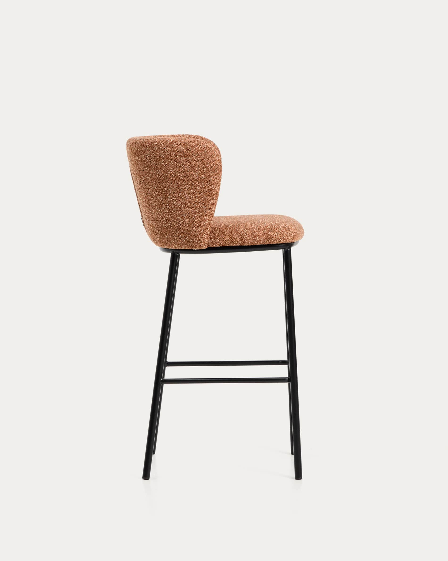 Ciselia terracotta thick chenille stool with black finish steel legs FSC Mix Credit 75cm
