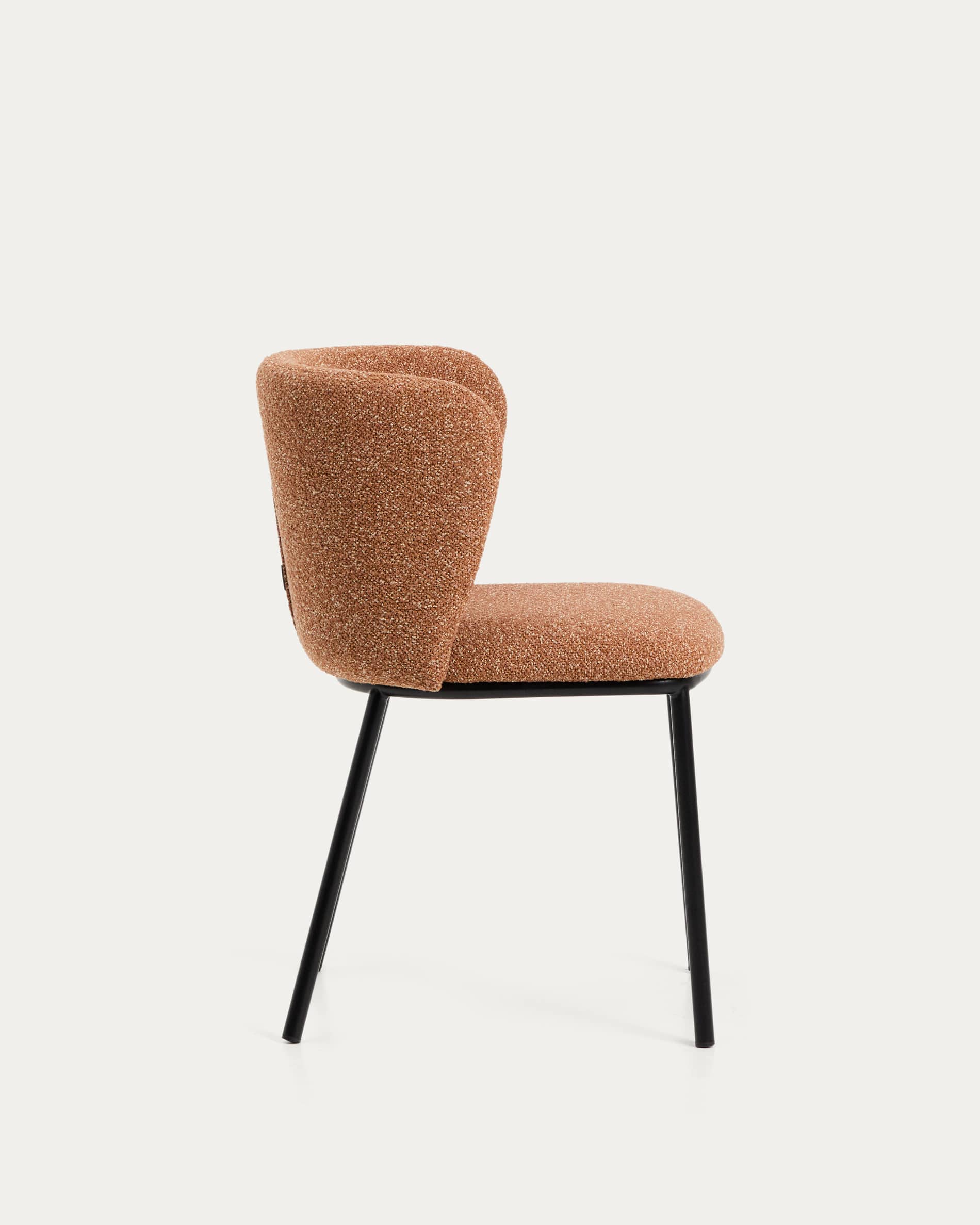 Ciselia terracotta thick chenille chair with black finish steel legs FSC Mix Credit