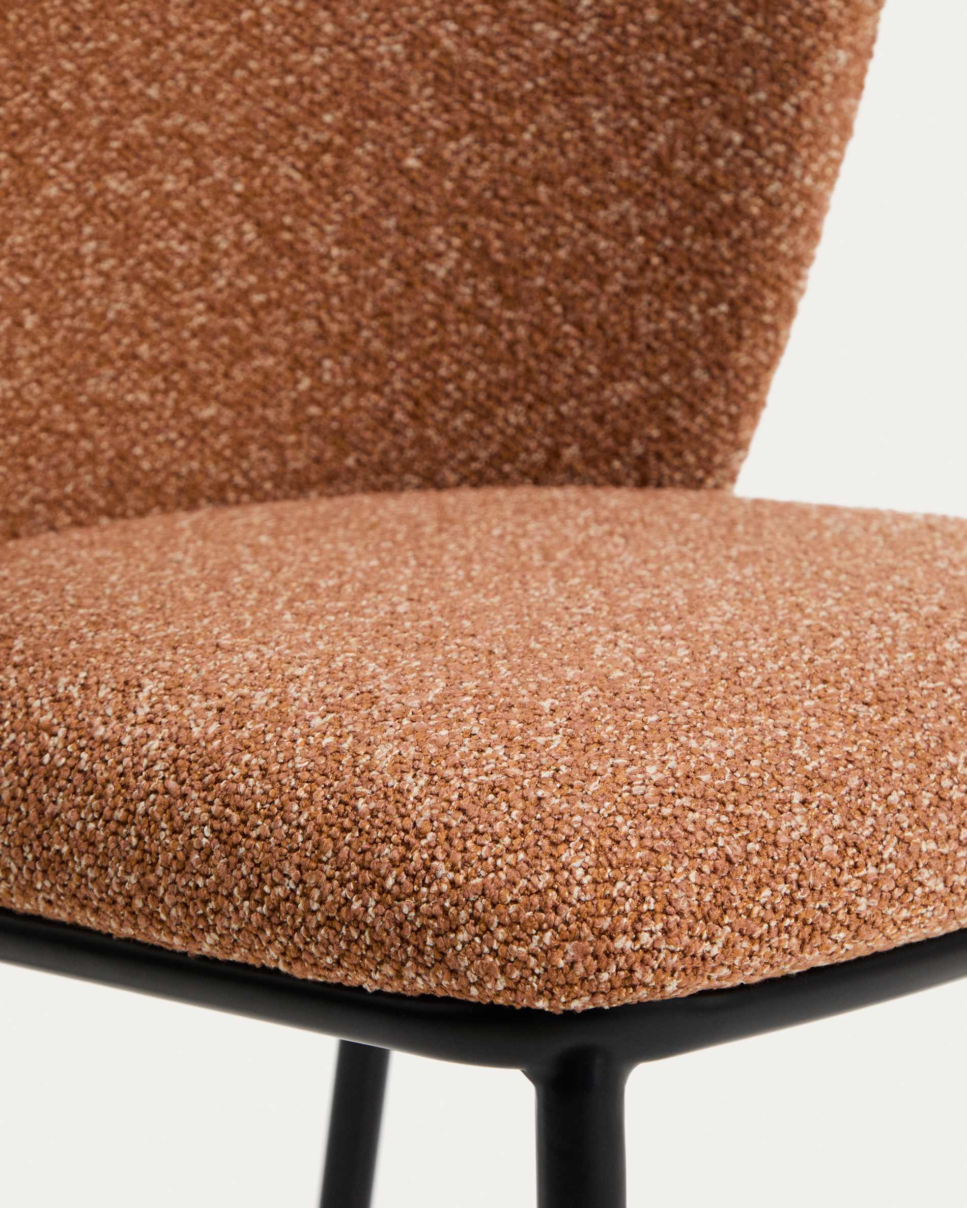 Ciselia terracotta thick chenille chair with black finish steel legs FSC Mix Credit