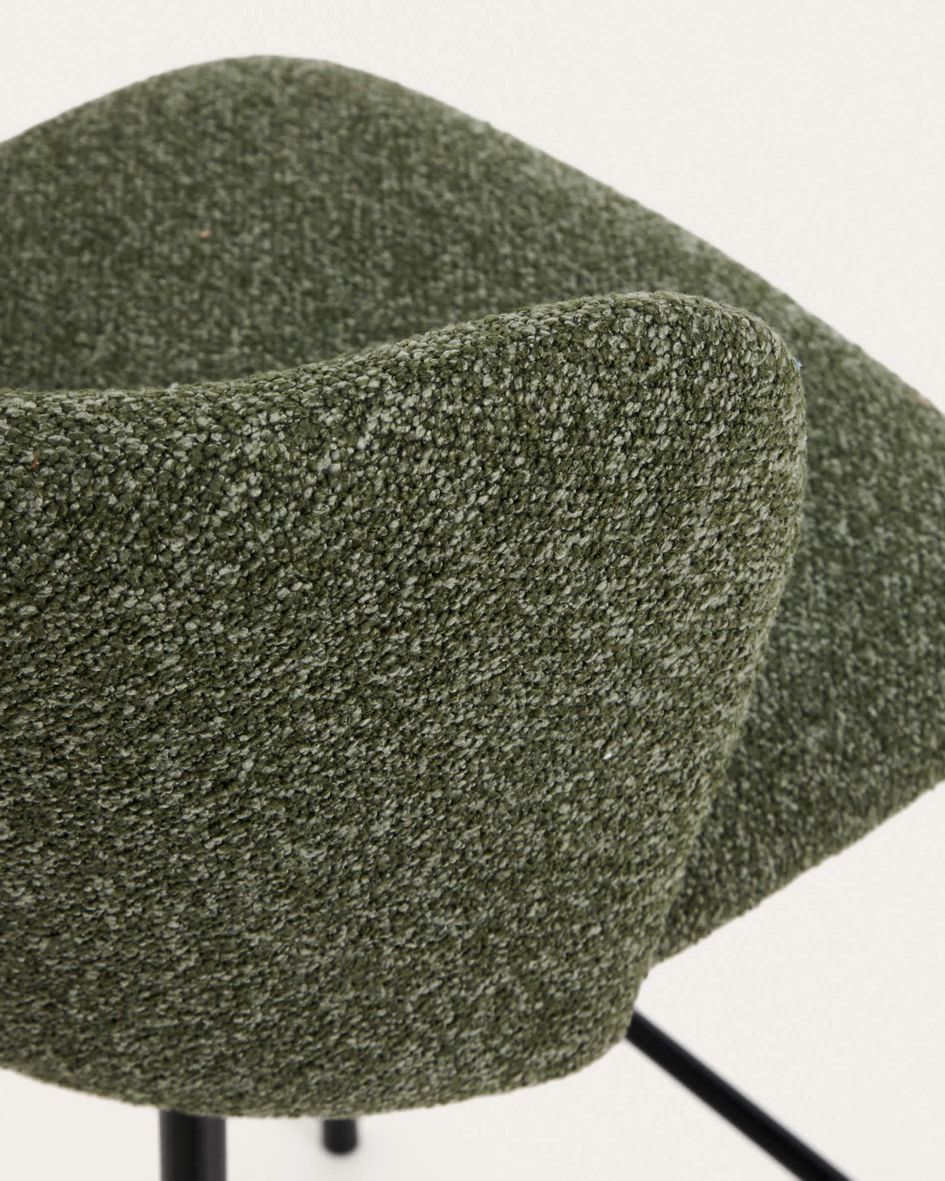 Ciselia dark green thick chenille stool with black finish steel legs FSC Mix Credit 75cm