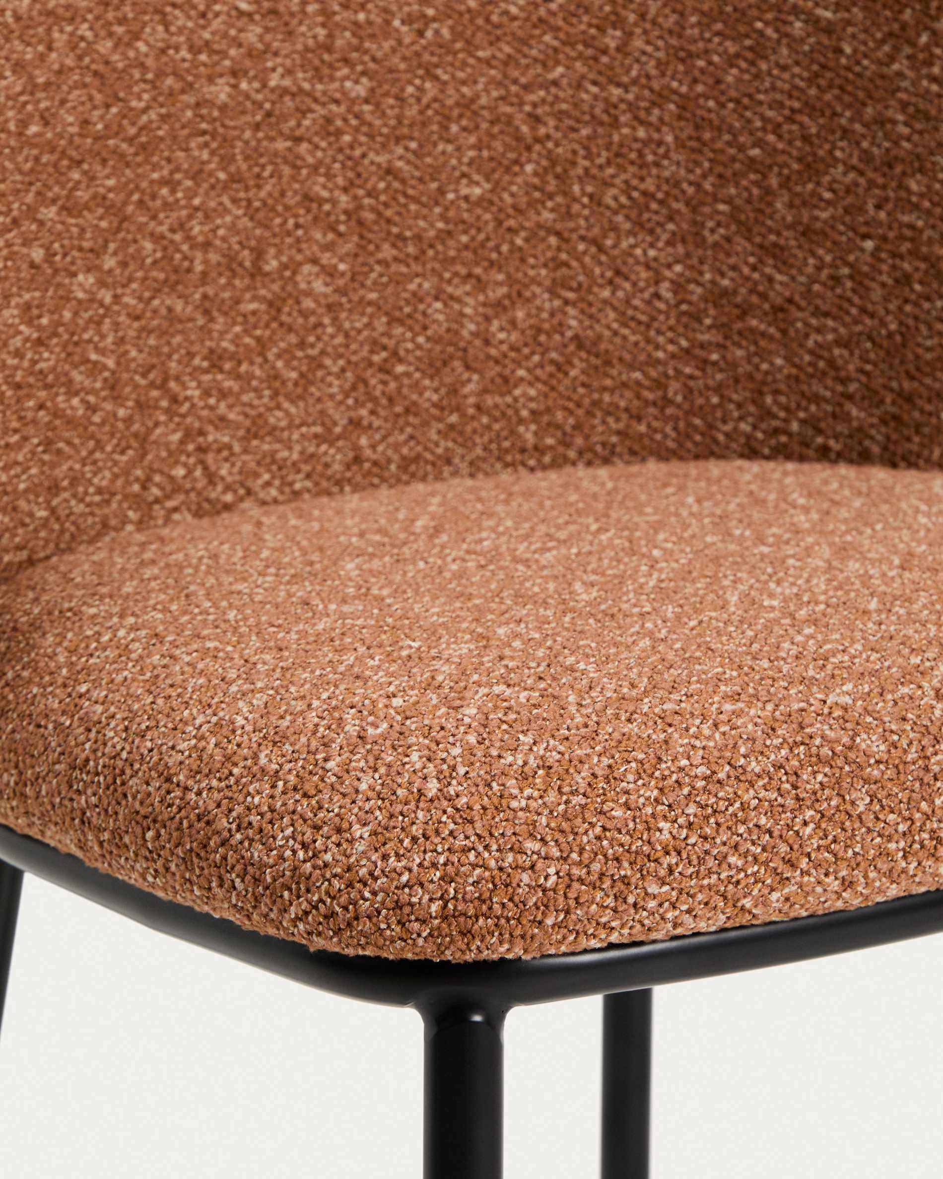 Ciselia terracotta thick chenille stool with black finish steel legs FSC Mix Credit 75cm