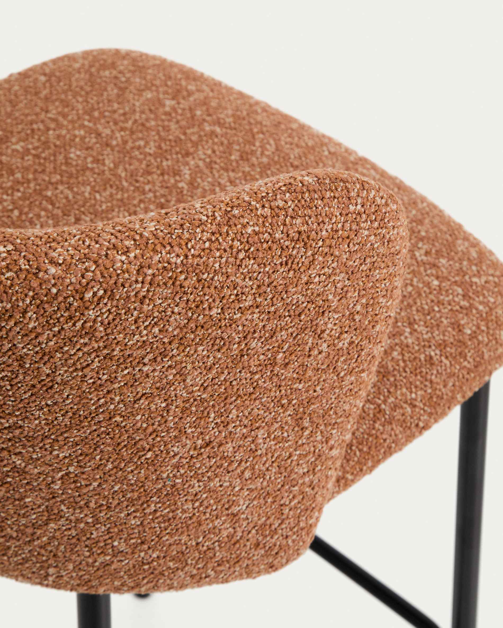 Ciselia terracotta thick chenille stool with black finish steel legs FSC Mix Credit 75cm
