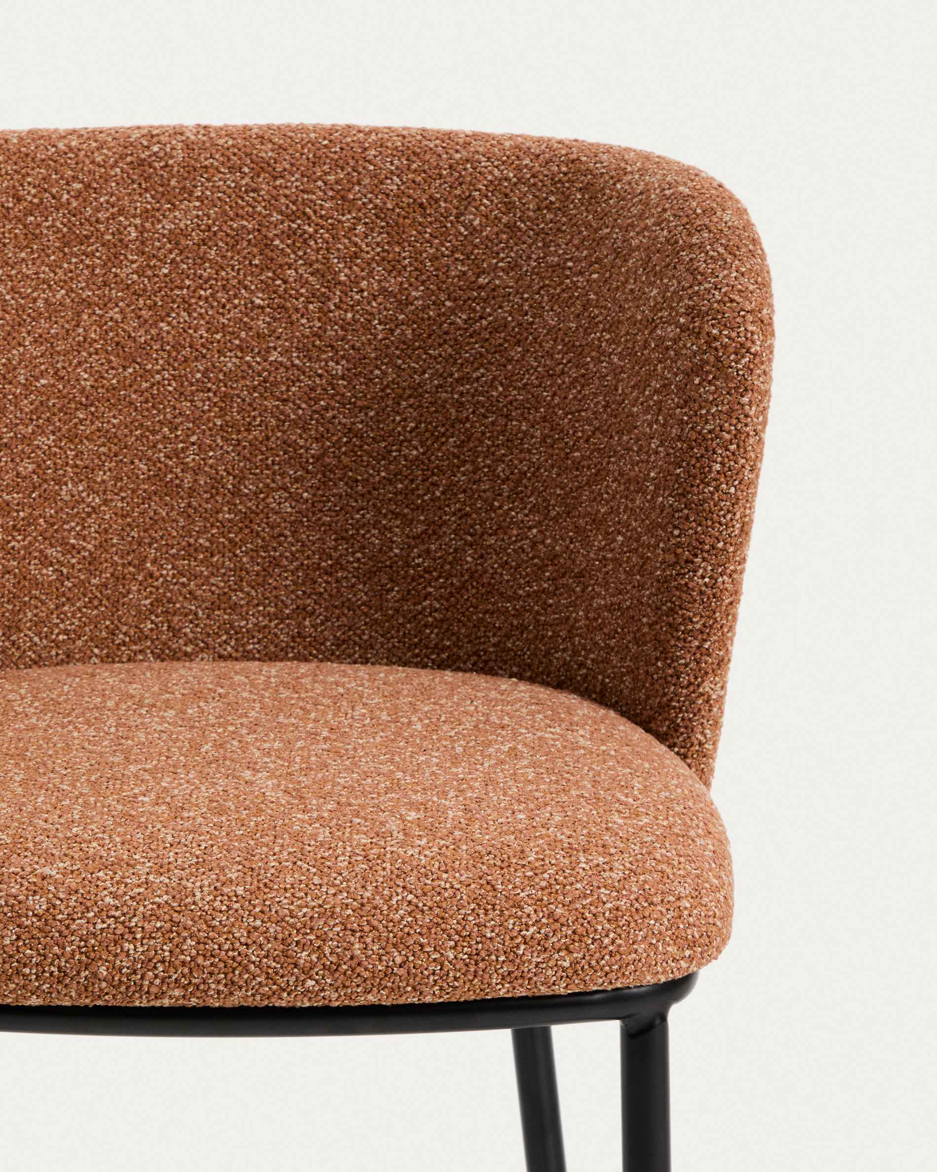 Ciselia terracotta thick chenille stool with black finish steel legs FSC Mix Credit 75cm