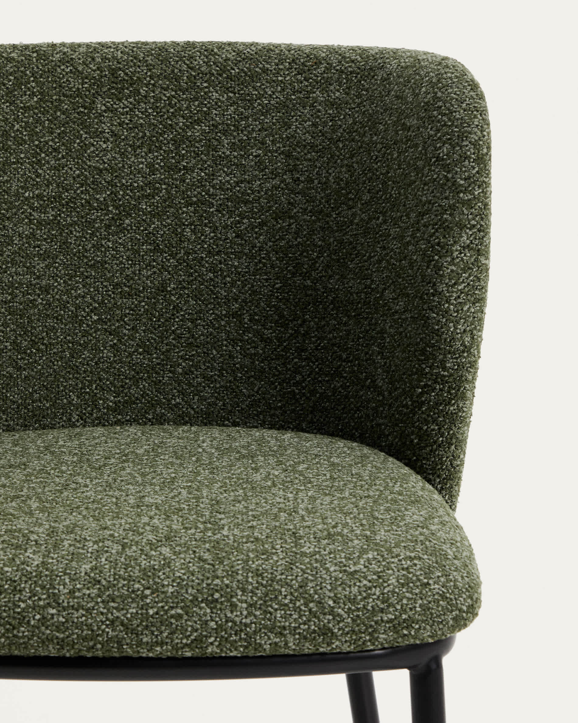 Ciselia dark green thick chenille chair with black finish steel legs FSC Mix Credit