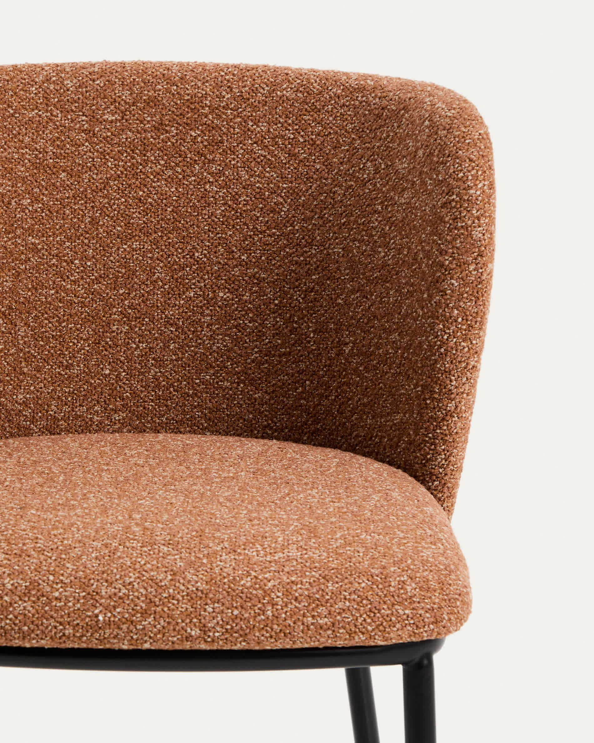 Ciselia terracotta thick chenille chair with black finish steel legs FSC Mix Credit