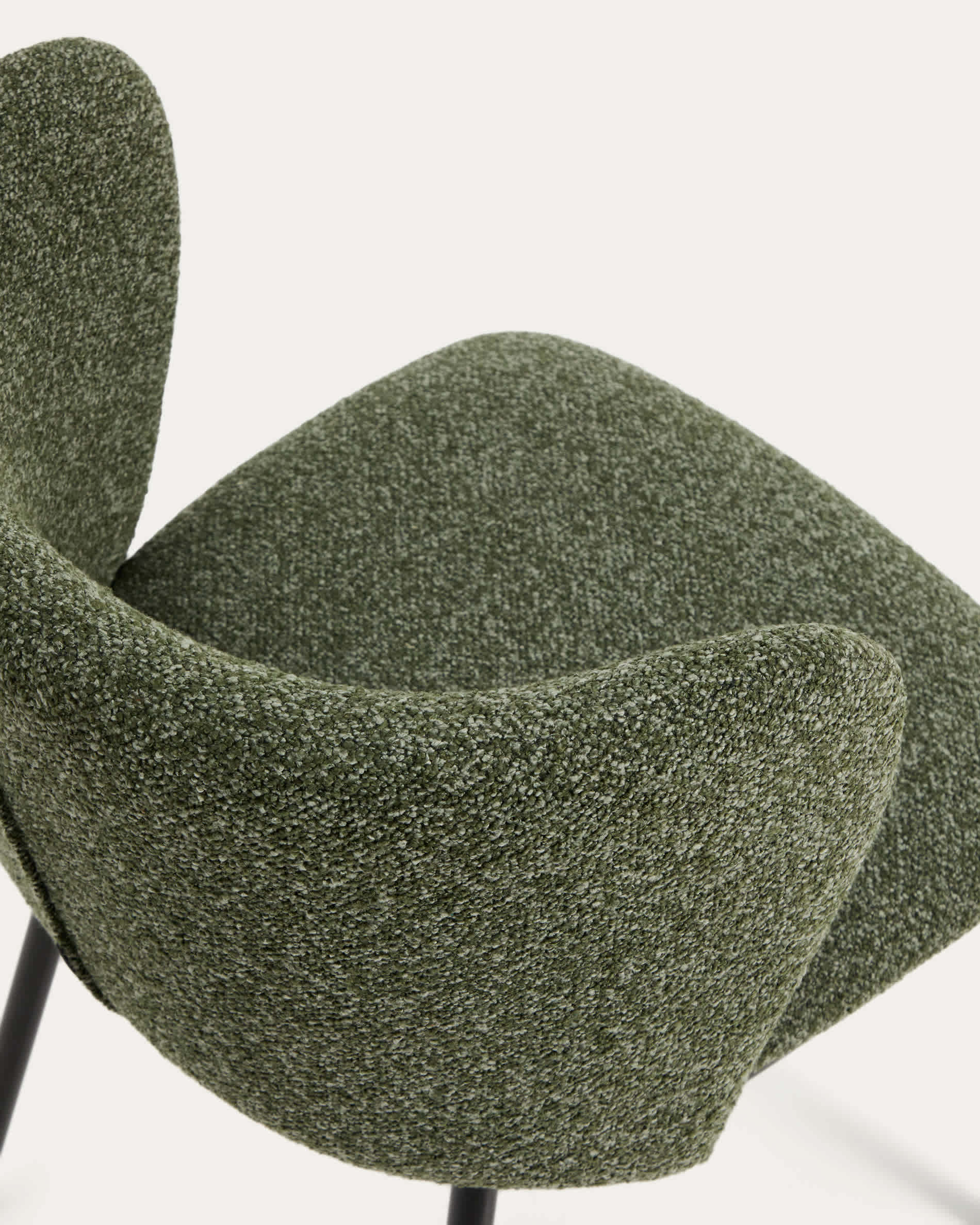 Ciselia dark green thick chenille stool with black finish steel legs FSC Mix Credit 65cm