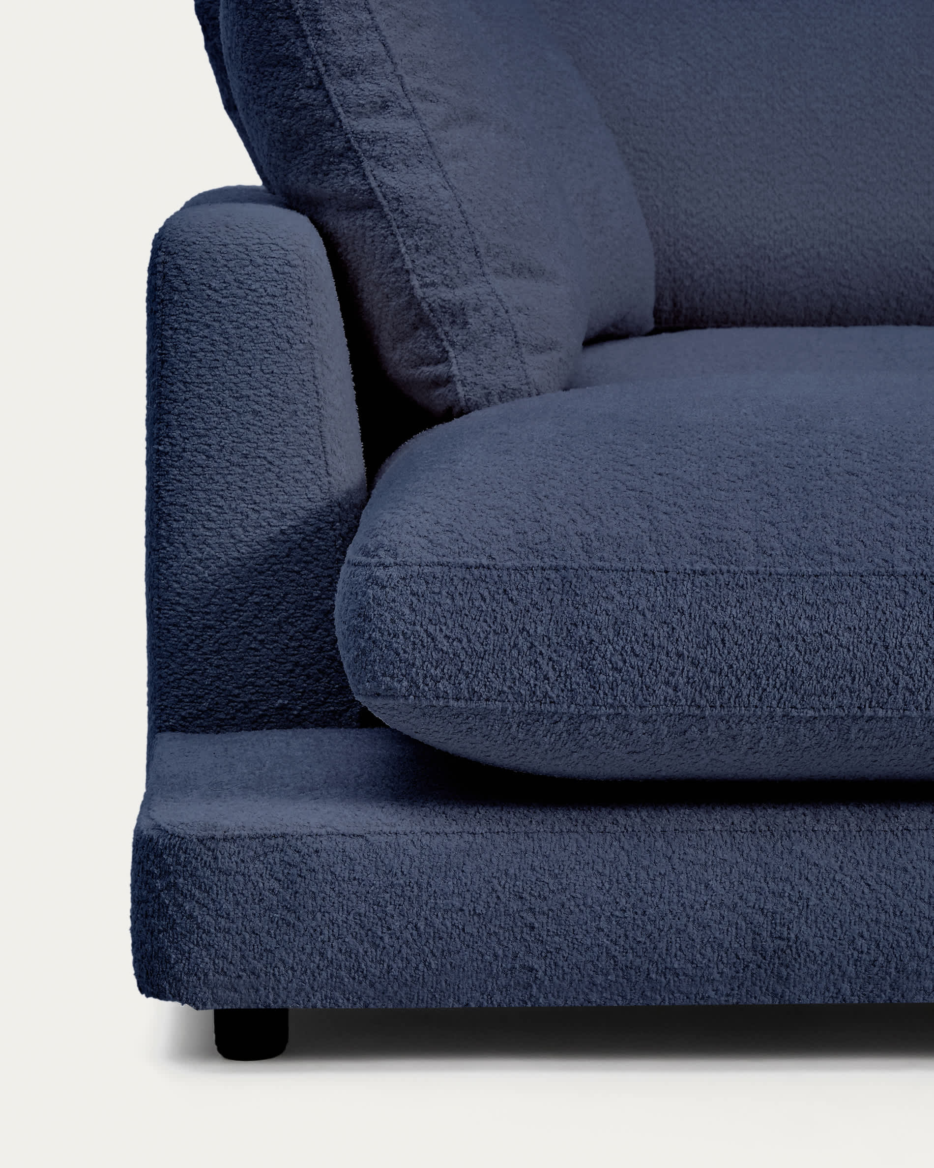 Gala fire-retardant blue bouclé 4-seater sofa with right chaise longue FSC Mix Credit 300cm