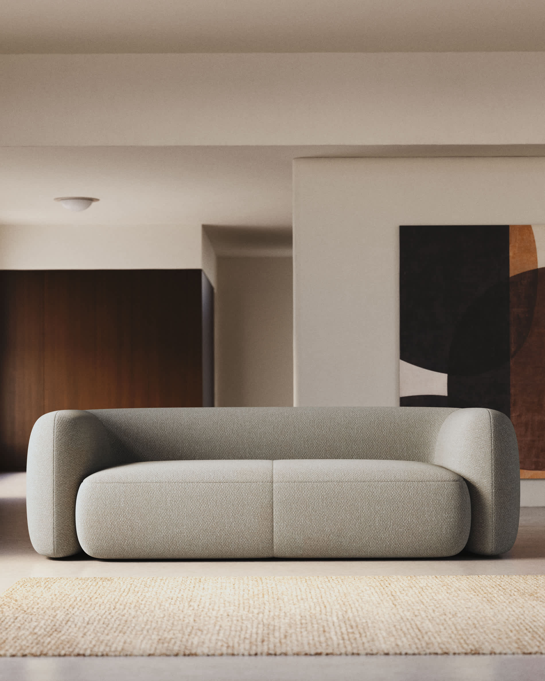 Martina stone-coloured bouclé 3-seater sofa 246cm FSC Mix Credit
