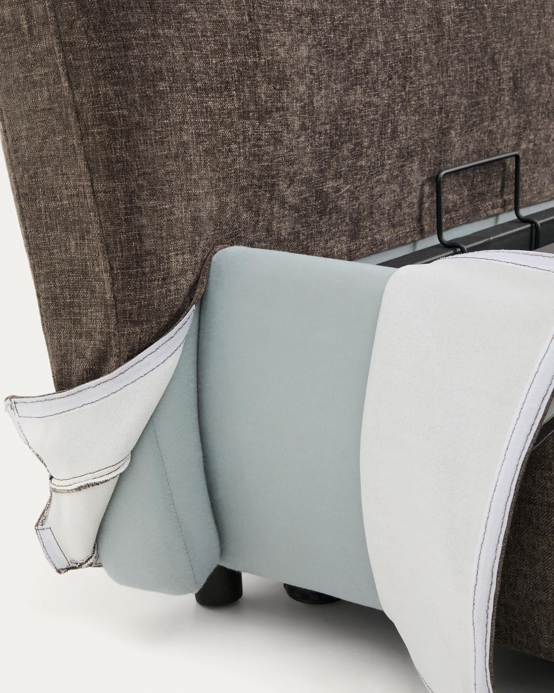 Dafra dark brown chenille removable-cover bed with ottoman base for a 160 x 200 cm mattress
