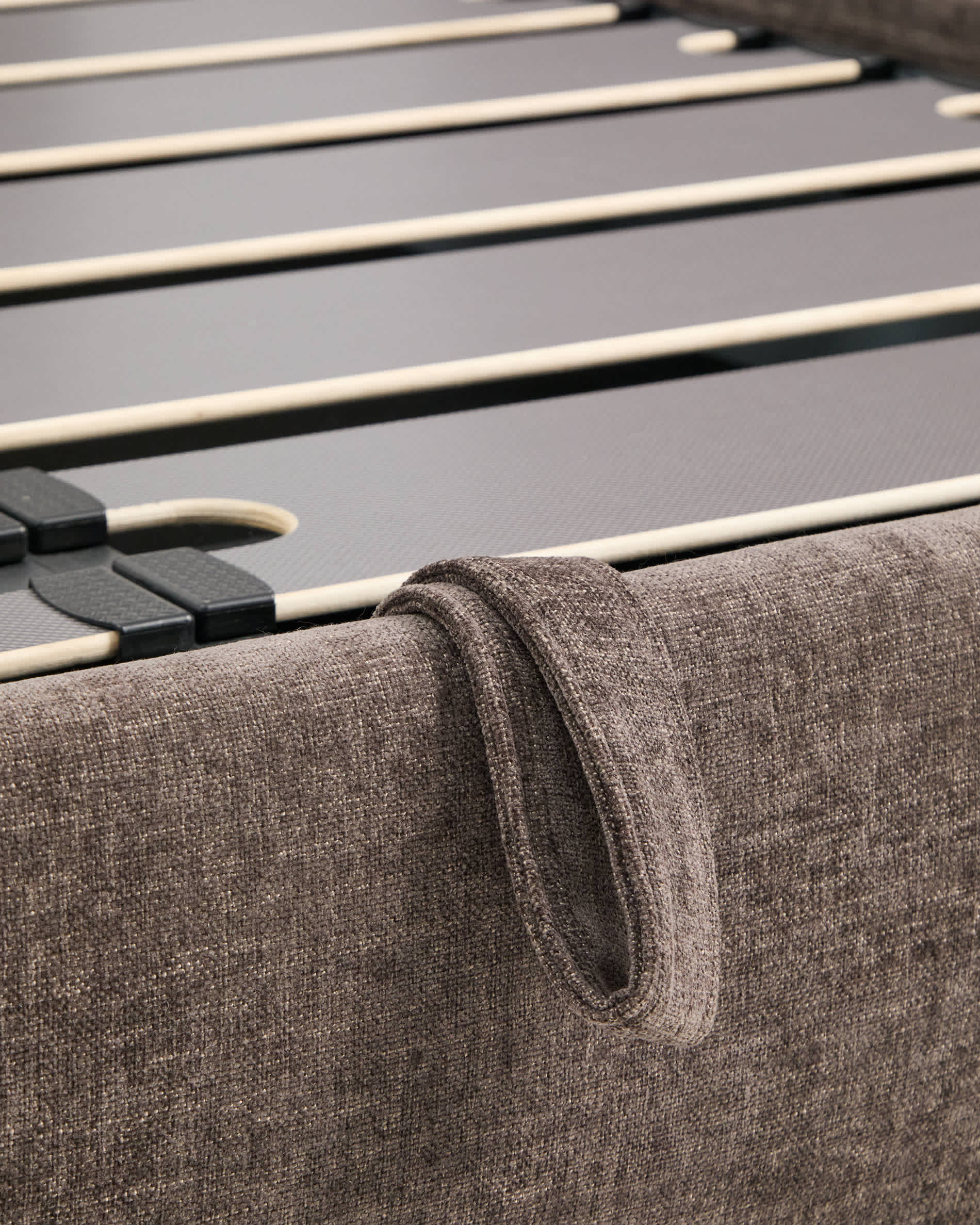 Dafra dark brown chenille removable-cover bed with ottoman base for a 160 x 200 cm mattress