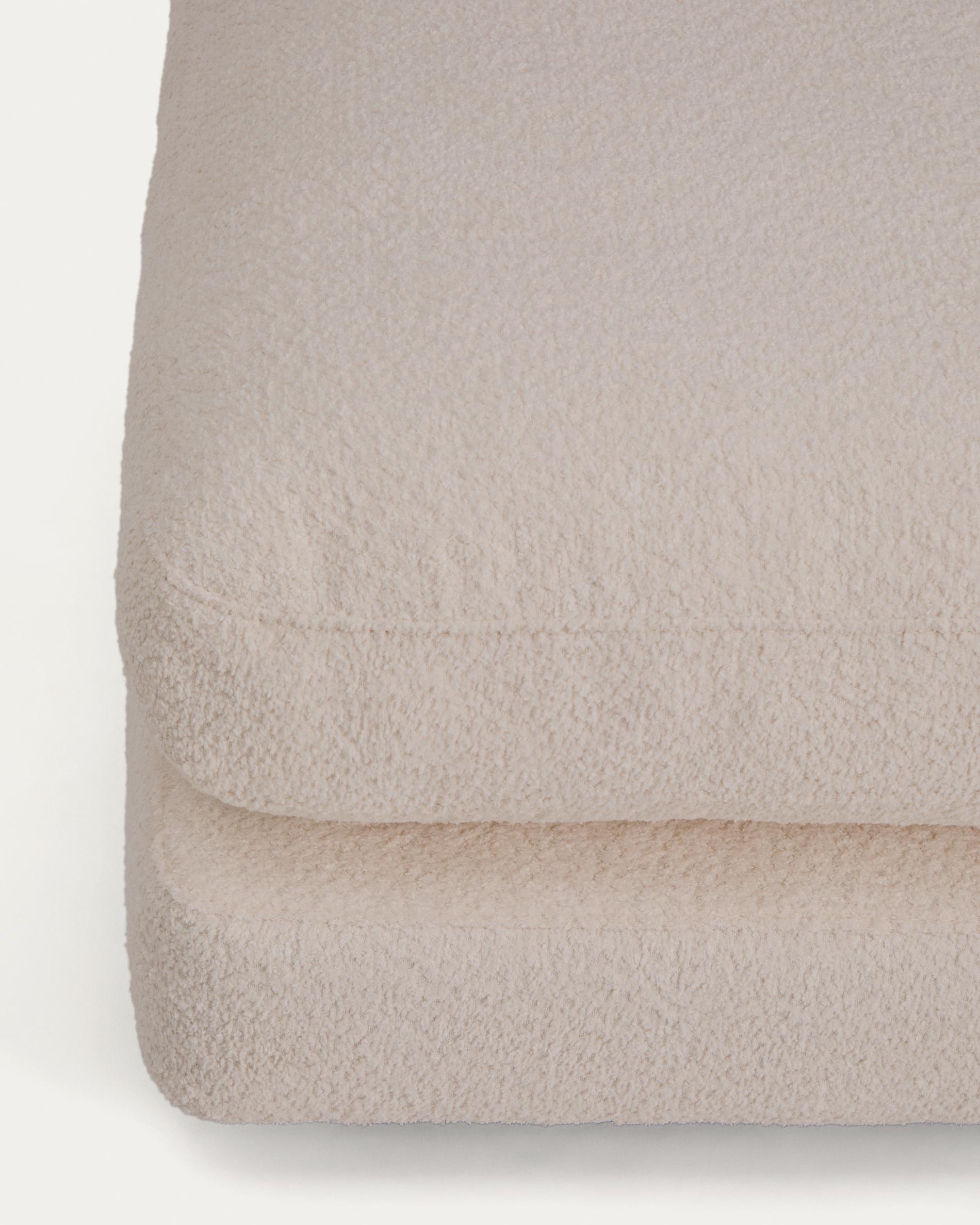 Gala beige fire-retardant bouclé footrest FSC Mix Credit 90 x 90cm