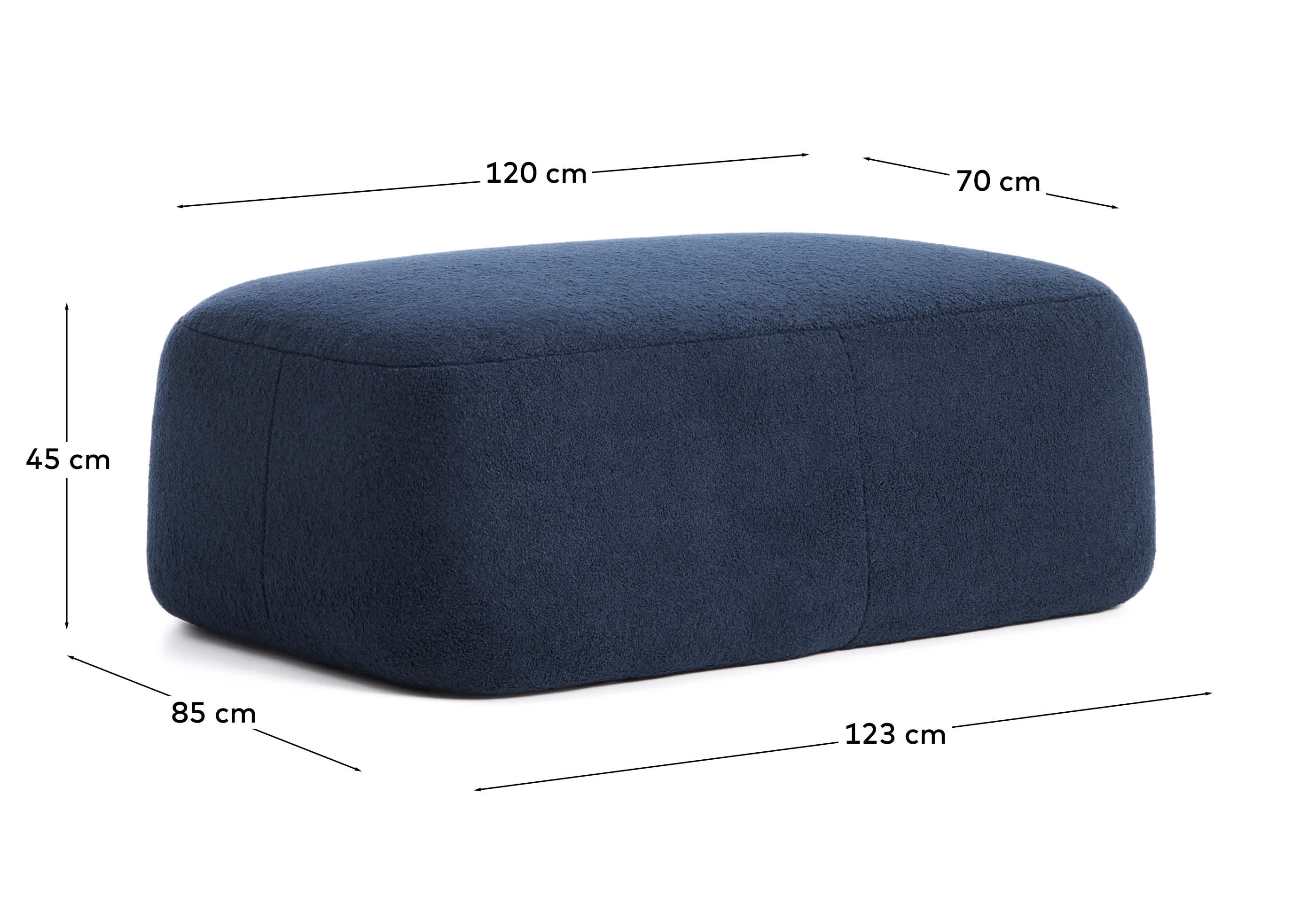 Martina navy blue bouclé footrest 123 x 85 cm FSC Mix Credit