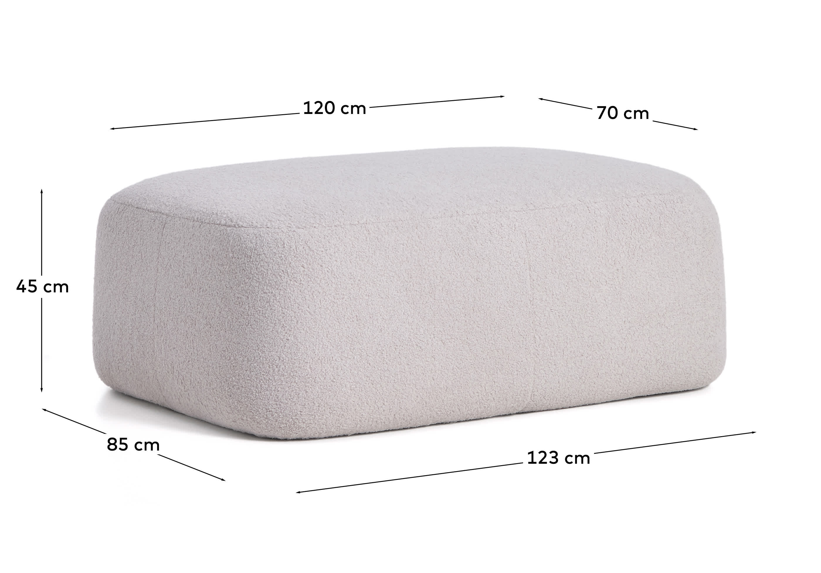 Martina grey bouclé footrest 123 x 85 cm FSC Mix Credit