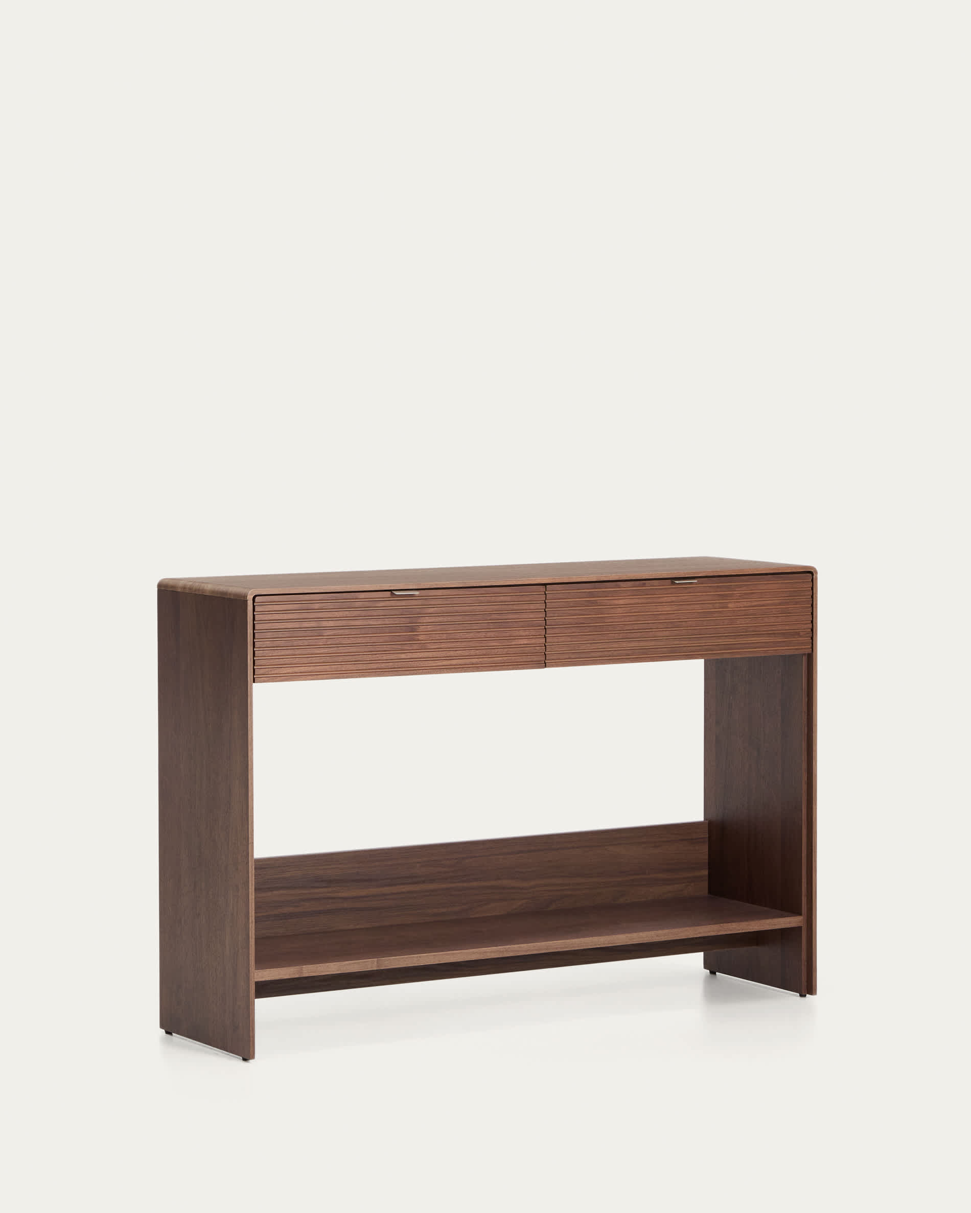 Norlen console with 2 drawers and shelf in walnut veneer FSC Mix Credit 120 x 81 cm