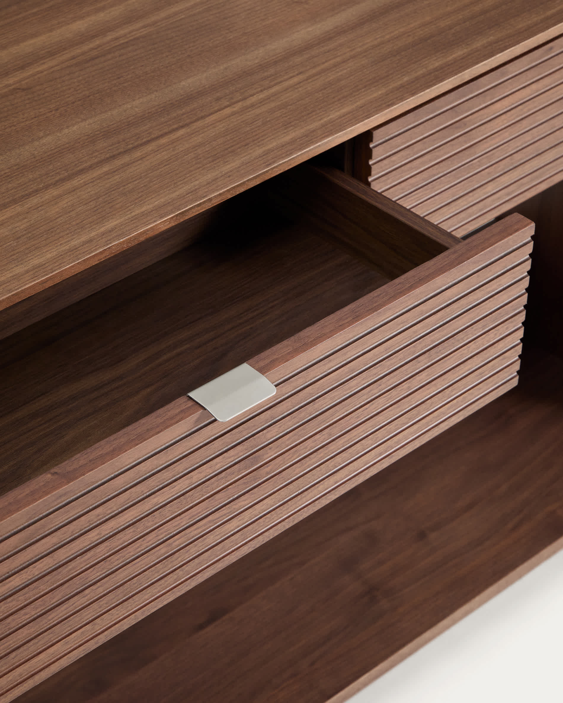 Norlen console with 2 drawers and shelf in walnut veneer FSC Mix Credit 120 x 81 cm