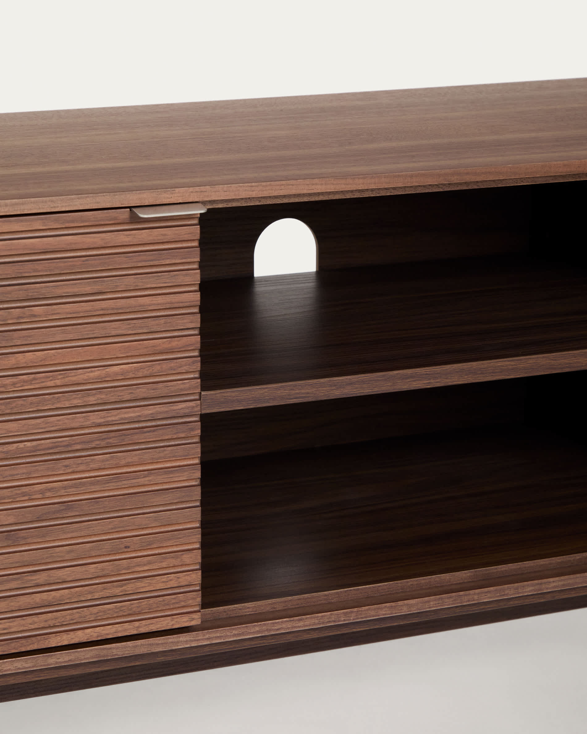 Norlen 3-door TV stand in walnut veneer FSC Mix Credit 150 x 46 cm