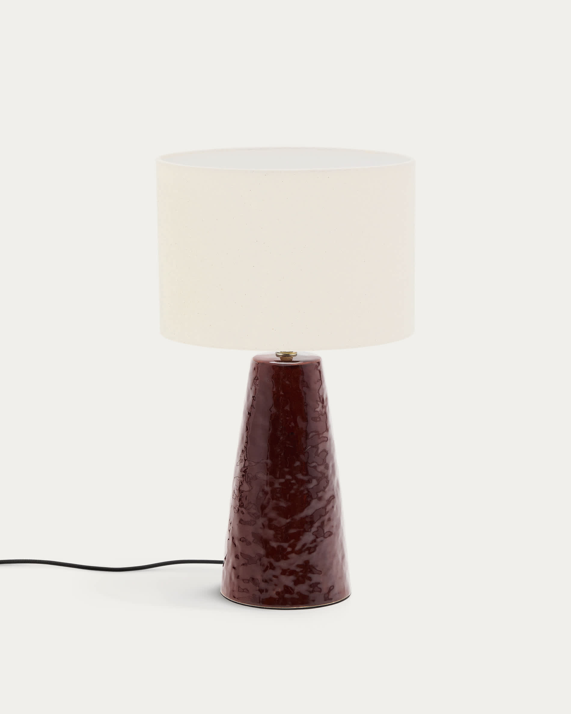Drava table lamp in burgundy ceramic with cotton shade