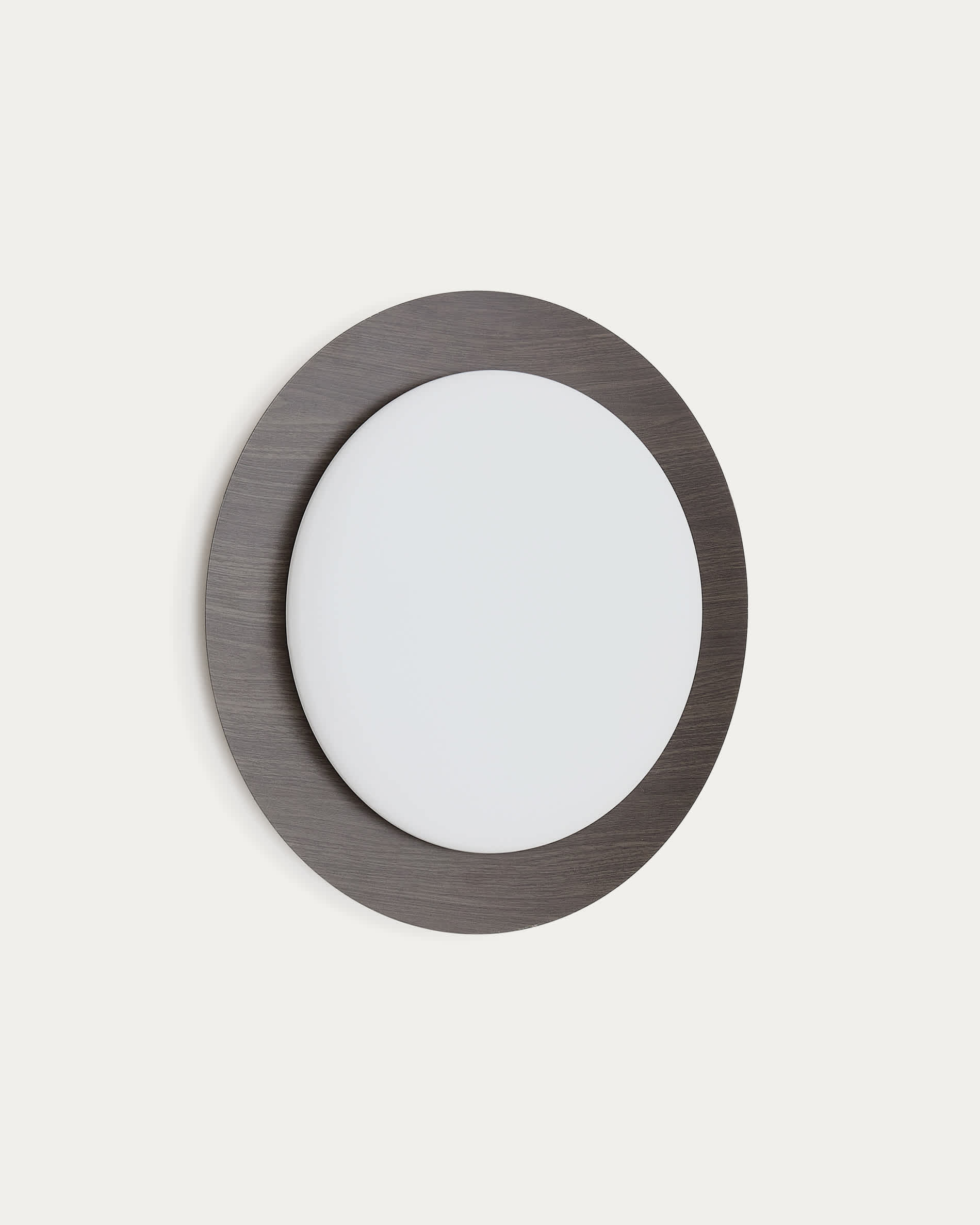 Novae ceiling lamp in dark wood-effect brushed steel and frosted glass Ø 40 cm
