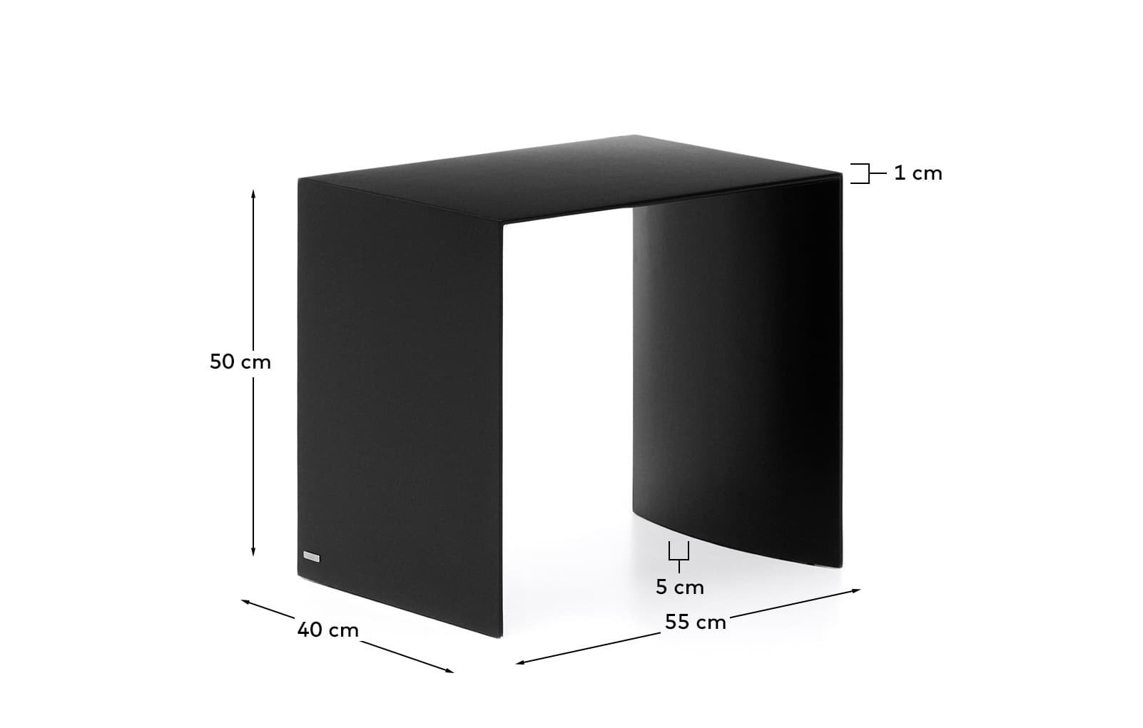 Litto black, lacquered MDF side table, 55 x 40 cm